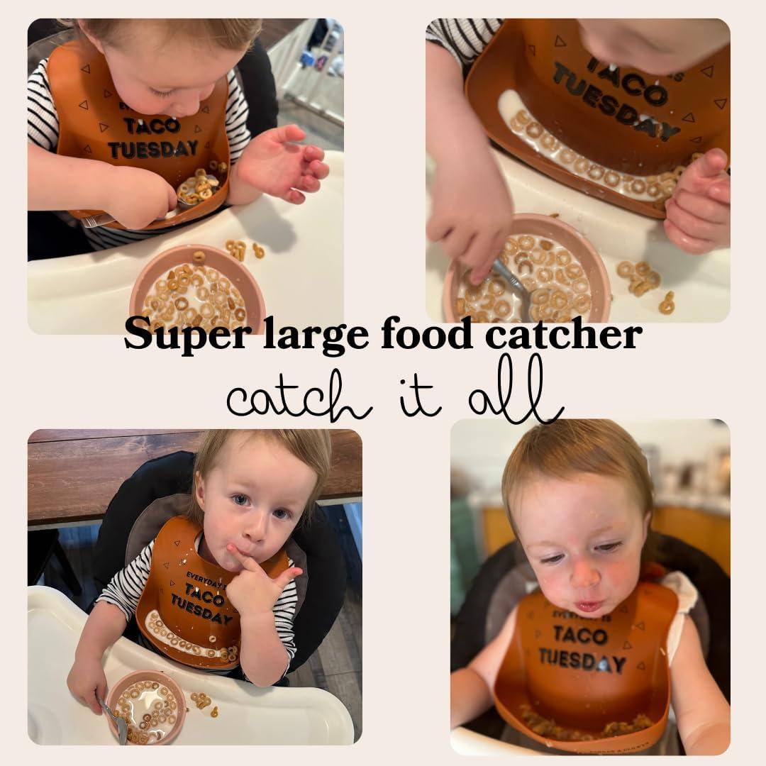 Babero de Silicona Parker & Elowyn Unisex con Captador de Comida