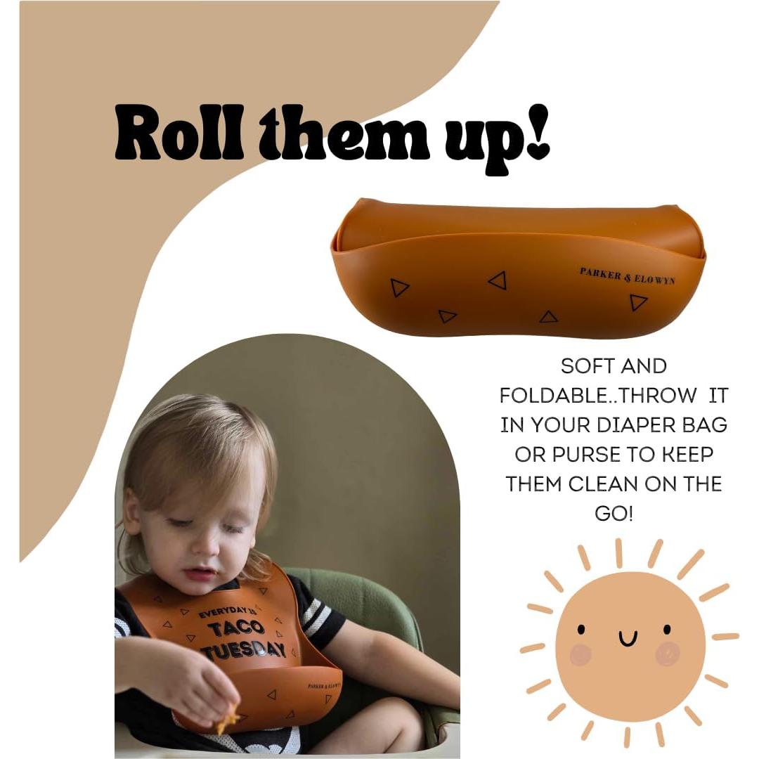 Babero de Silicona Parker & Elowyn Unisex con Captador de Comida