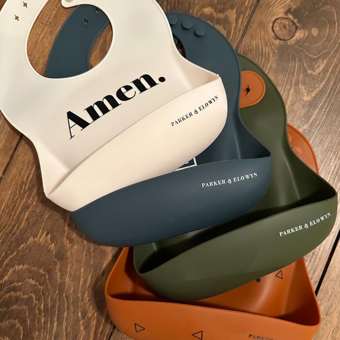 Babero de Silicona Parker & Elowyn Unisex con Captador de Comida