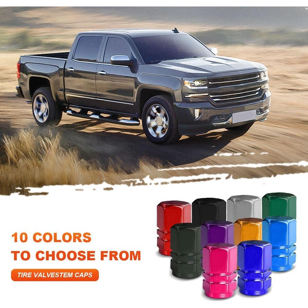 12pcs Tire Valve Stem Caps, Air Caps Cover, Anodized Aluminum Tire Valve Cap Set, Corrosion Resistant, Leak-Proof Stem Covers, Universal Car Accessories for Cars, SUVs, Bike, Trucks (Black)