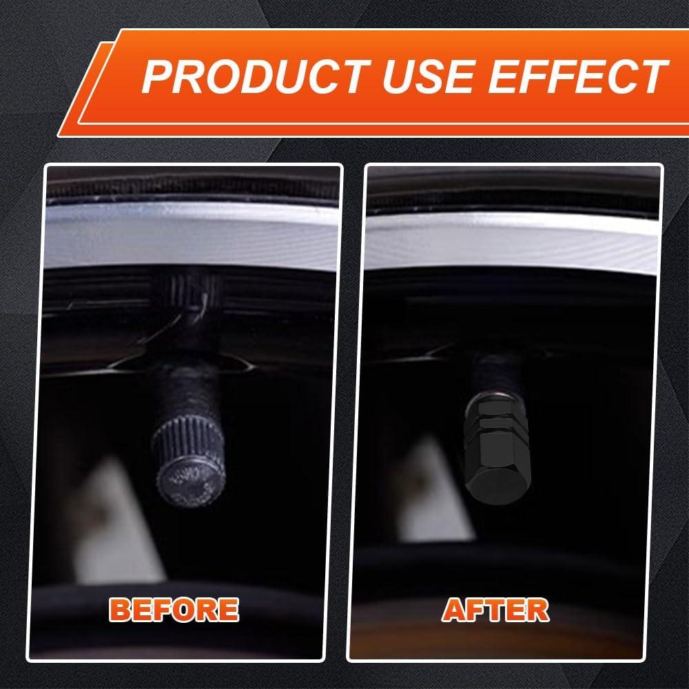 12pcs Tire Valve Stem Caps, Air Caps Cover, Anodized Aluminum Tire Valve Cap Set, Corrosion Resistant, Leak-Proof Stem Covers, Universal Car Accessories for Cars, SUVs, Bike, Trucks (Black)