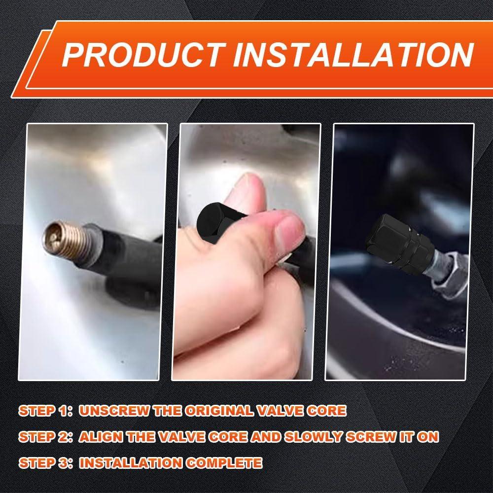 12pcs Tire Valve Stem Caps, Air Caps Cover, Anodized Aluminum Tire Valve Cap Set, Corrosion Resistant, Leak-Proof Stem Covers, Universal Car Accessories for Cars, SUVs, Bike, Trucks (Black)