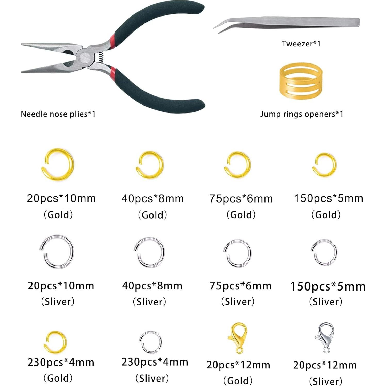 Kit de Anillas de Salto YUGDRUZY 1200 pcs para Joyas