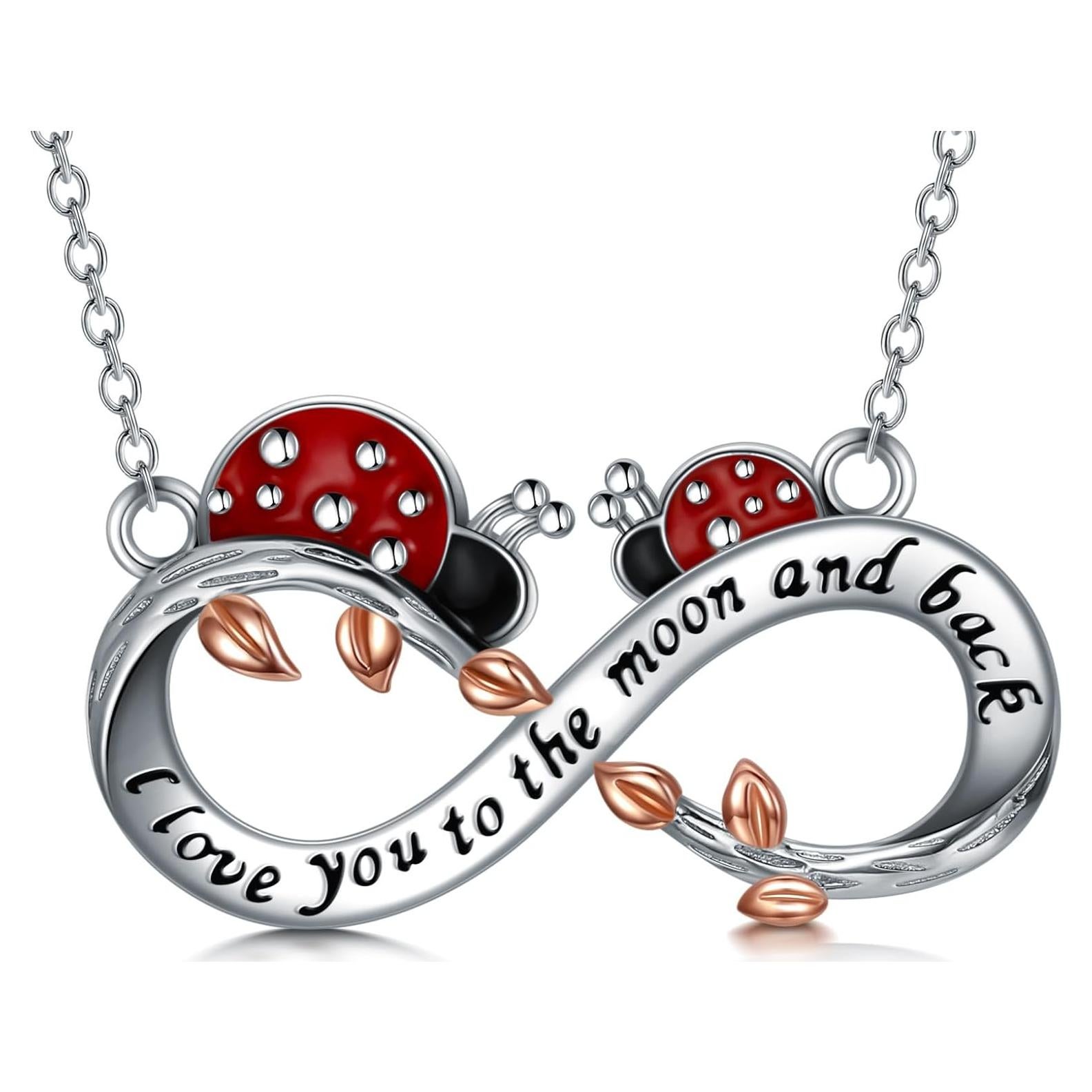 PEIMKO Ladybug Sterling Silver Pendant Tree of Life Mushroom Necklace for Women, Ladybug Jewelry Birthday Gift