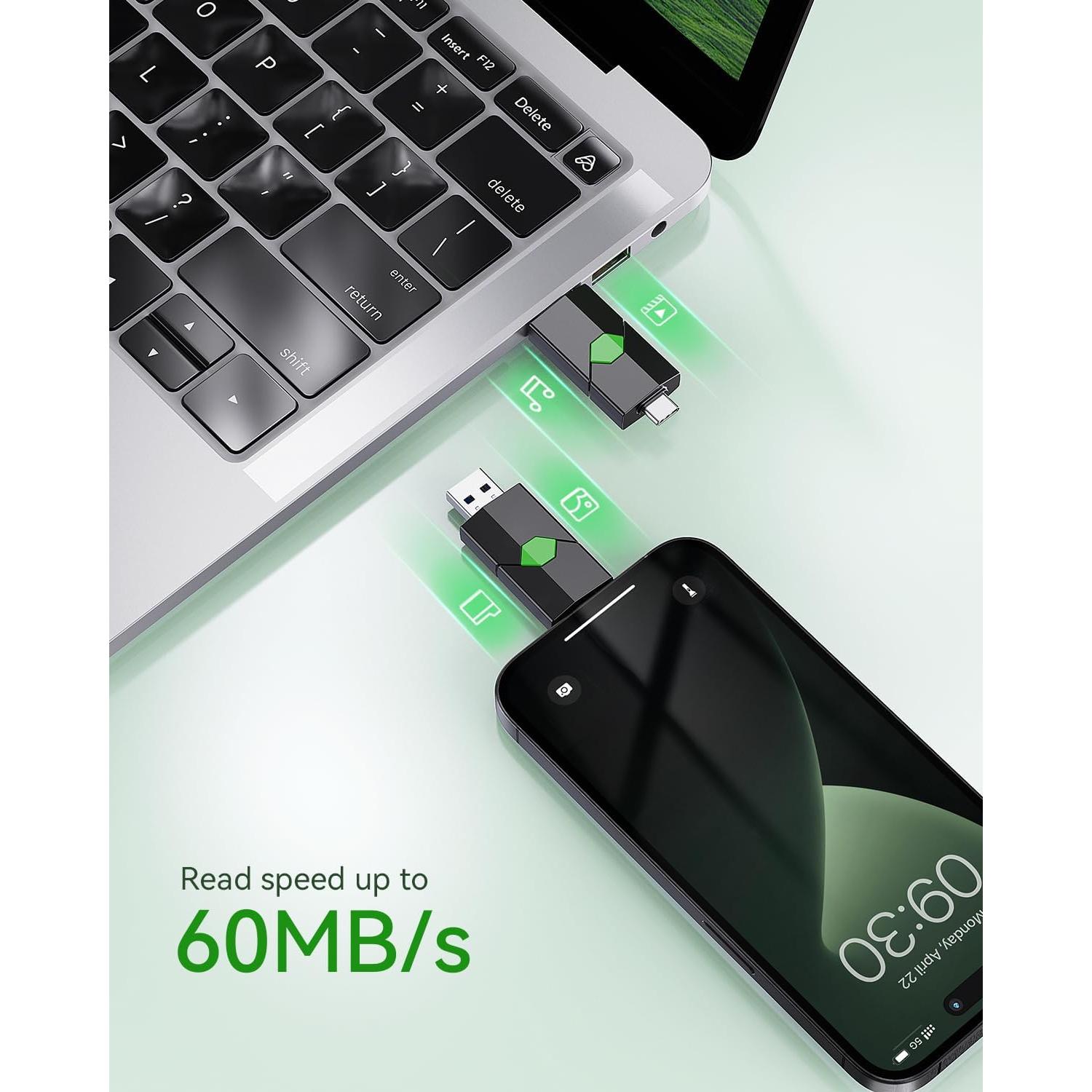 Unidad Flash USB-C K&ZZ 64GB Doble USB 3.0 para iPhone