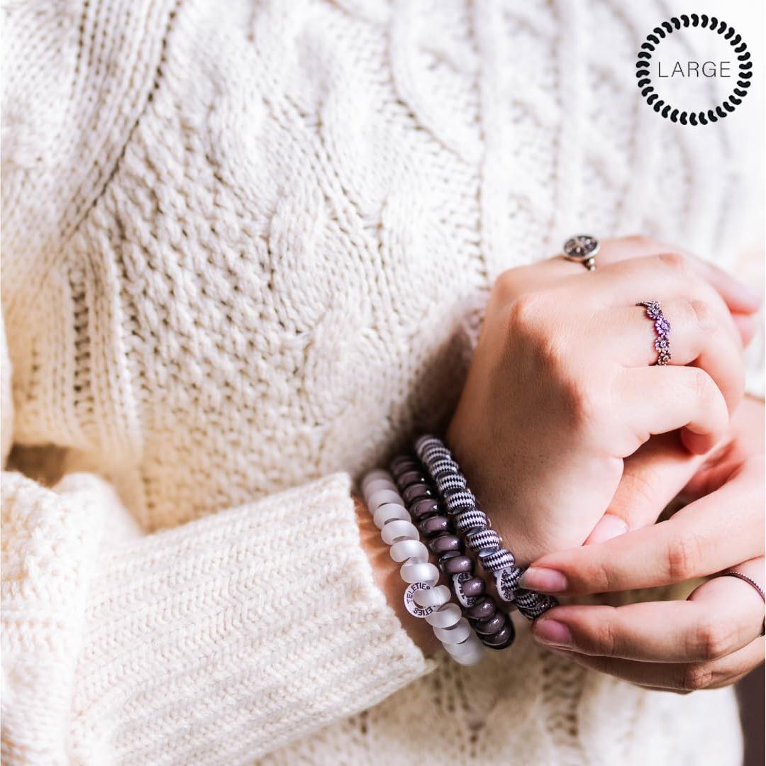 TELETIES Coils de Cabello Espiral Grandes Llamas Plateadas - Paquete de 3