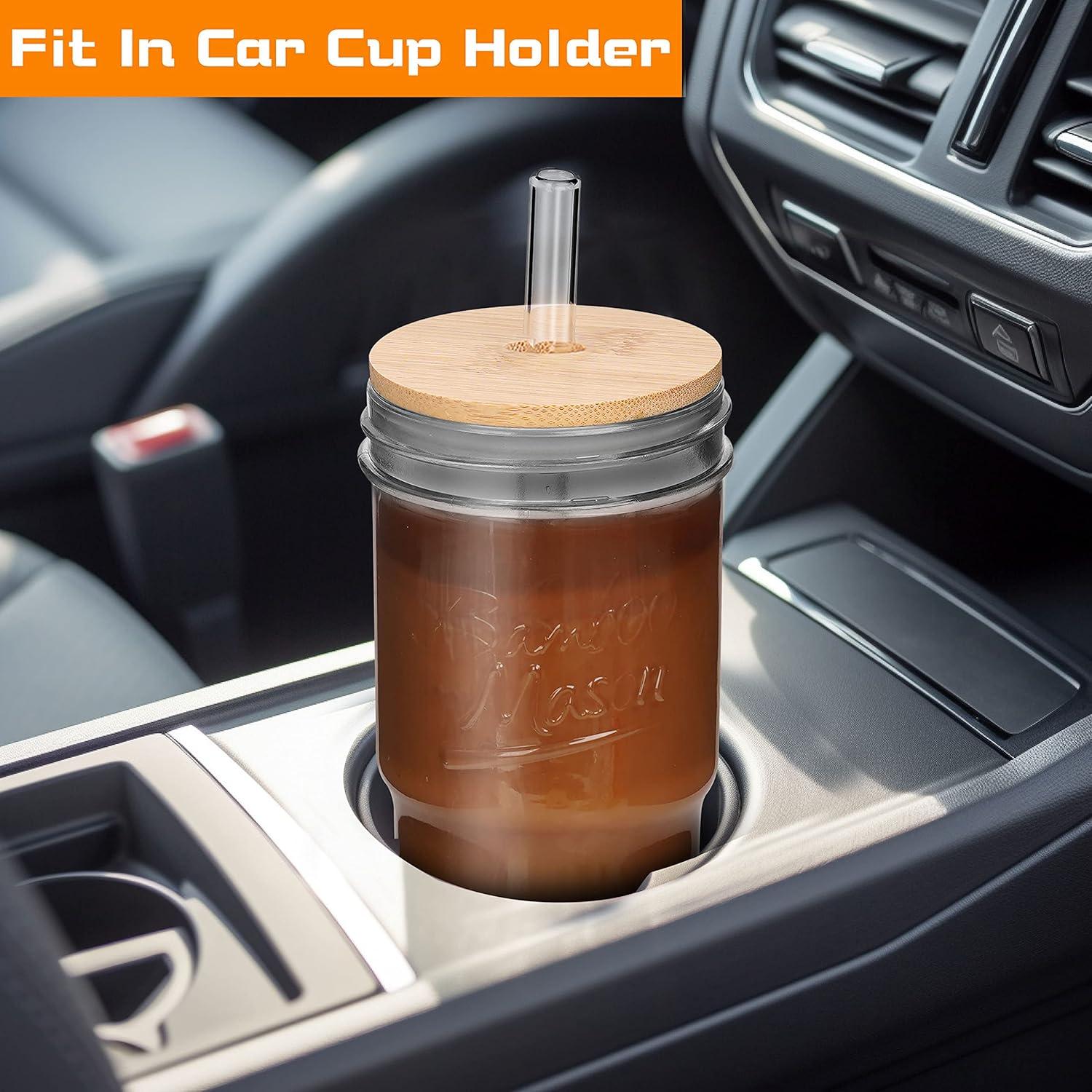 Tazas de Vidrio ANOTION 24oz con Tapas y Pajitas - 2 Piezas