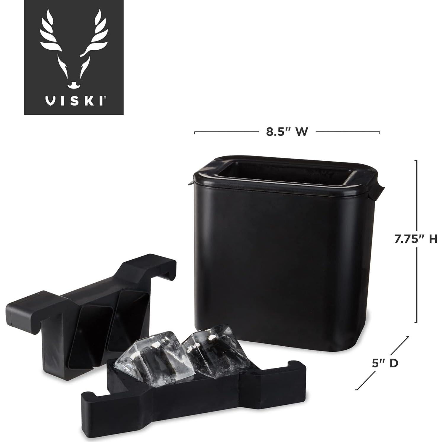 Hacedor de Hielo Viski para 2 Cubos Cristalinos - Negro