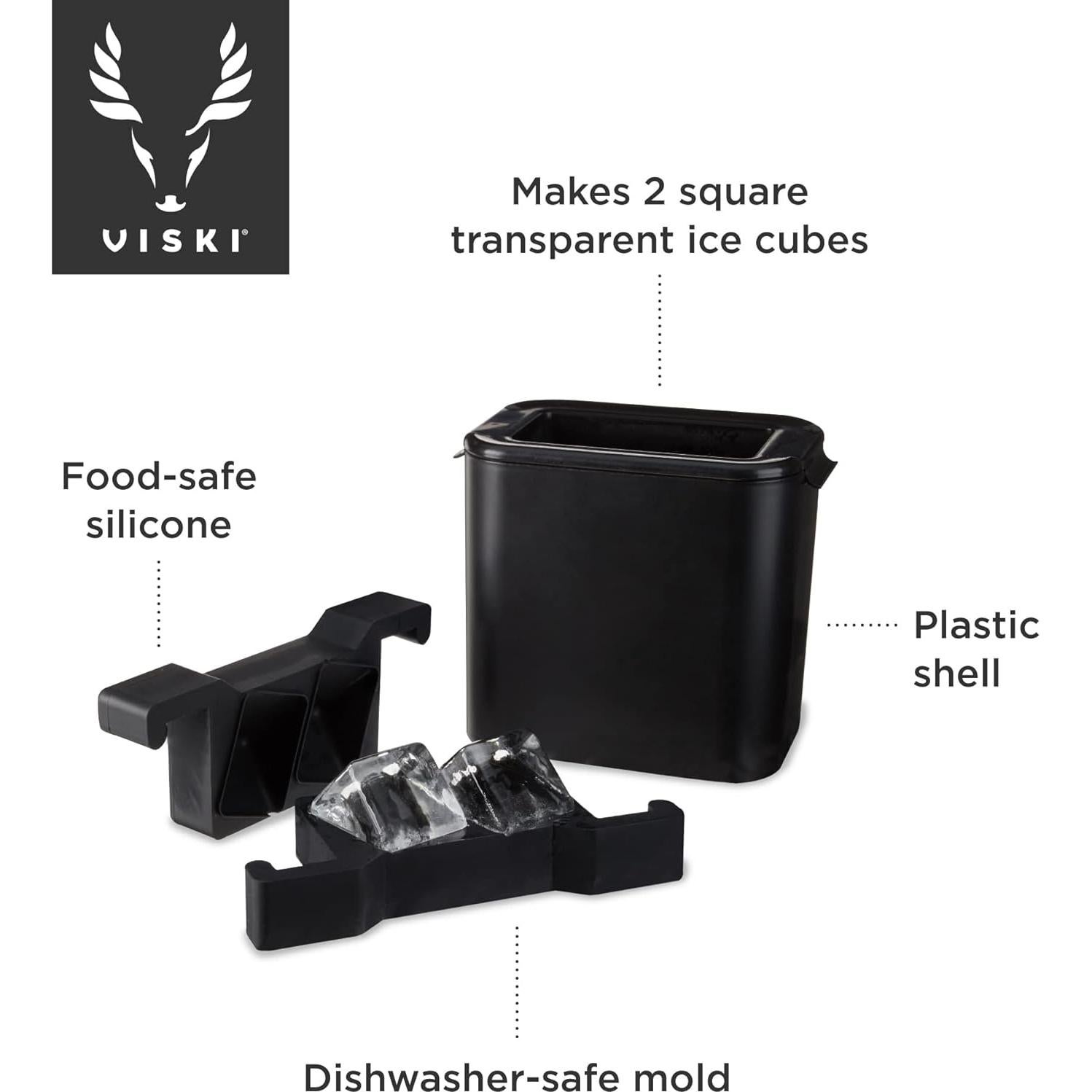 Hacedor de Hielo Viski para 2 Cubos Cristalinos - Negro