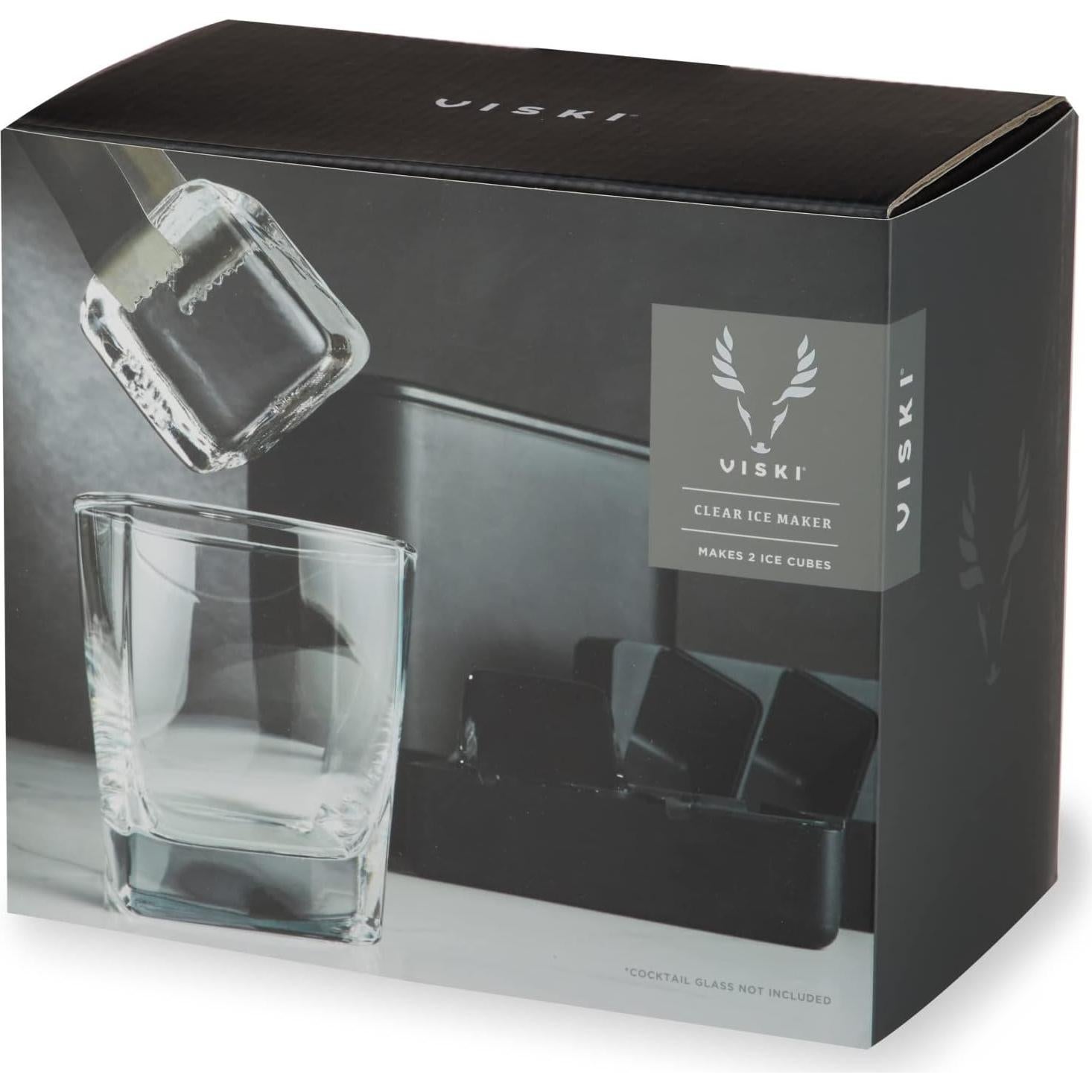 Hacedor de Hielo Viski para 2 Cubos Cristalinos - Negro