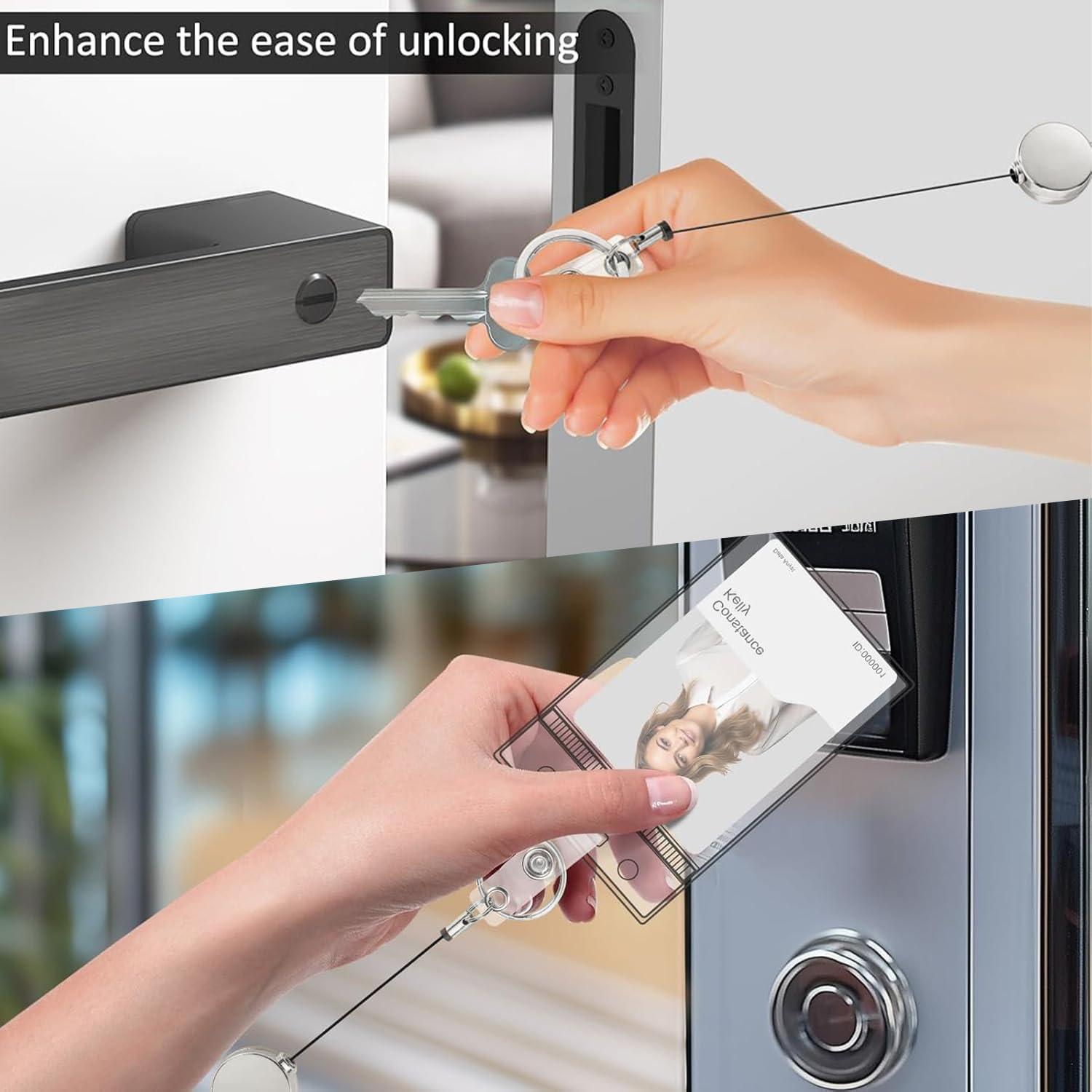 Lanyard Retráctil VIQWYIC con Perlas Brillantes Azul