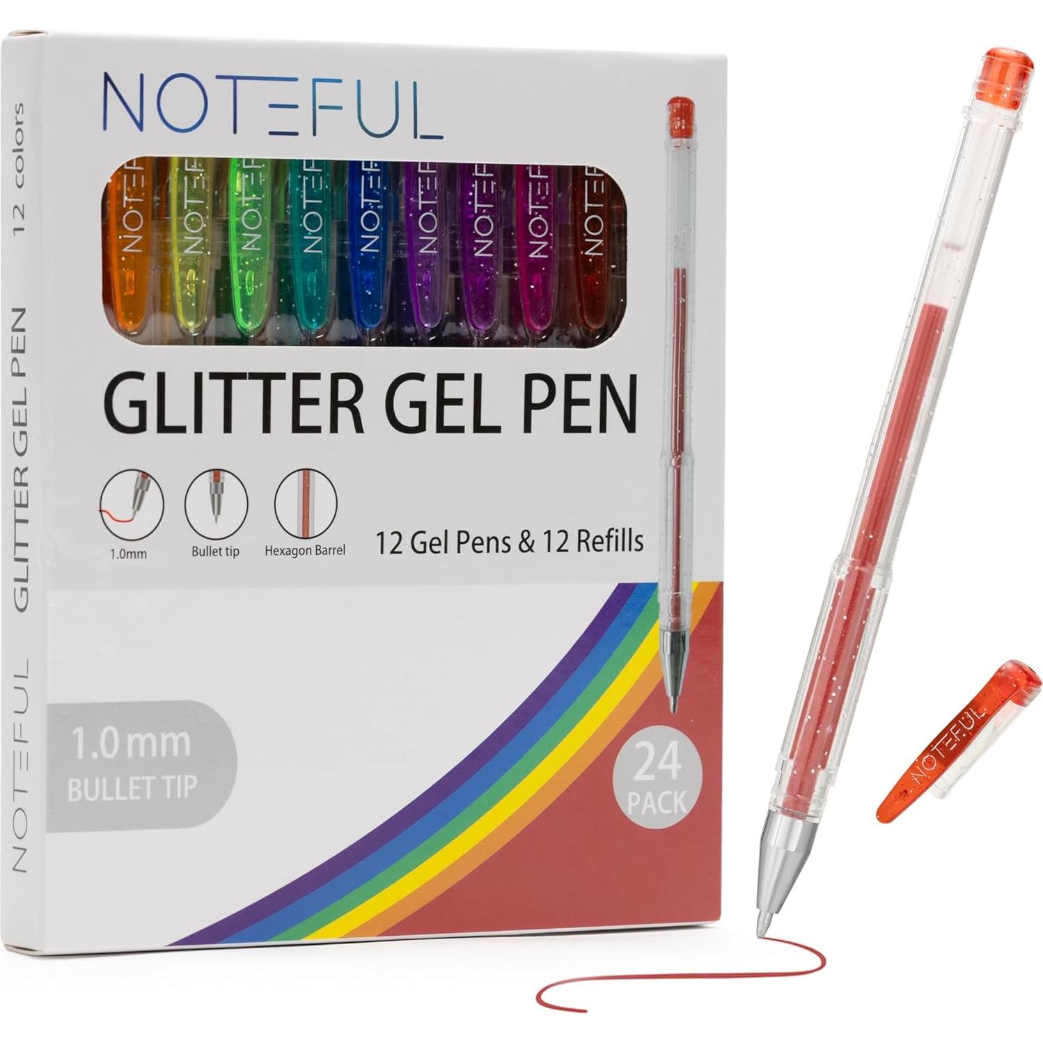 Juego de 24 Bolígrafos de Gel Brillantes Noteful - Multicolor