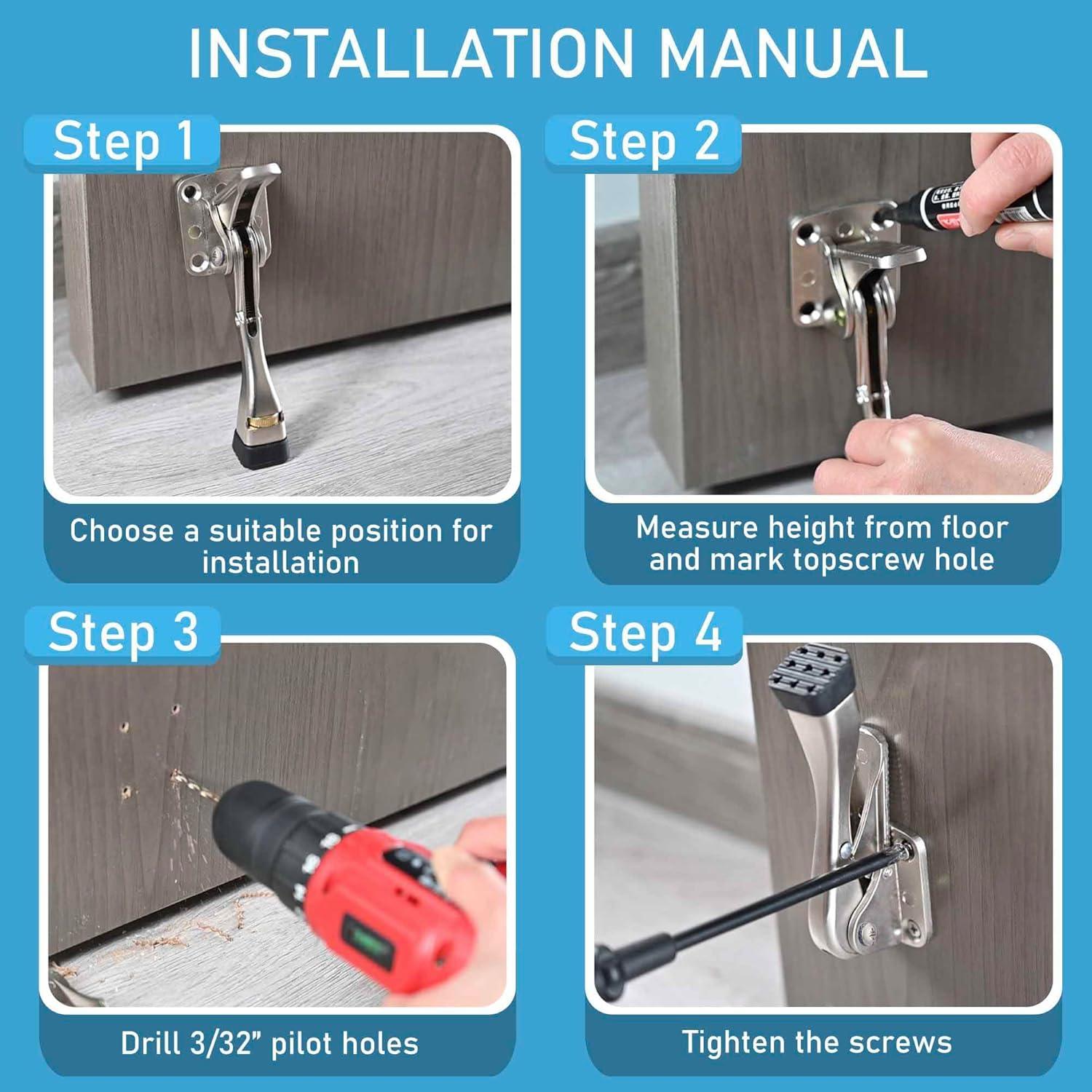 Tope de puerta de patada Jasluna 4 unidades 10.16 cm níquel satinado