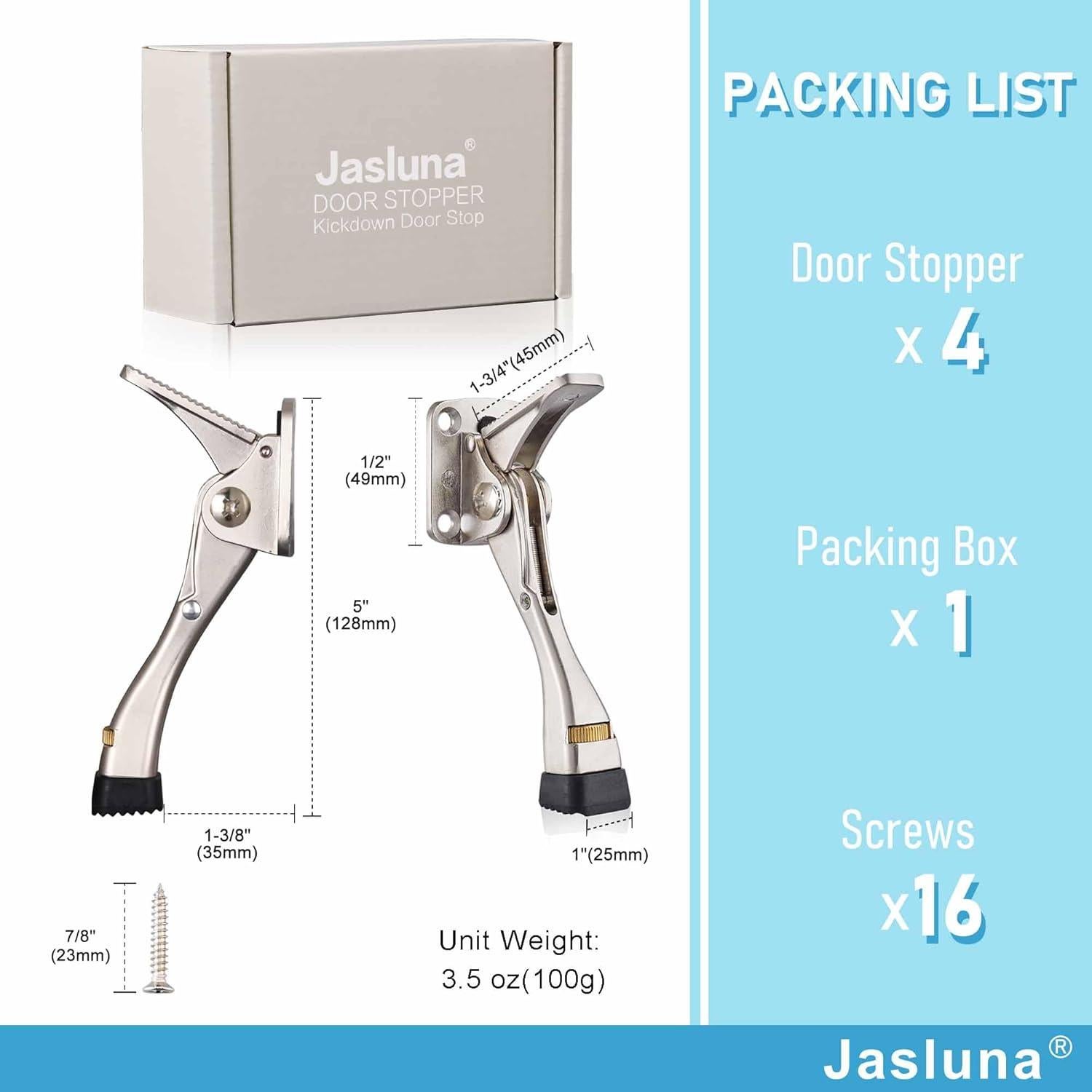 Tope de puerta de patada Jasluna 4 unidades 10.16 cm níquel satinado