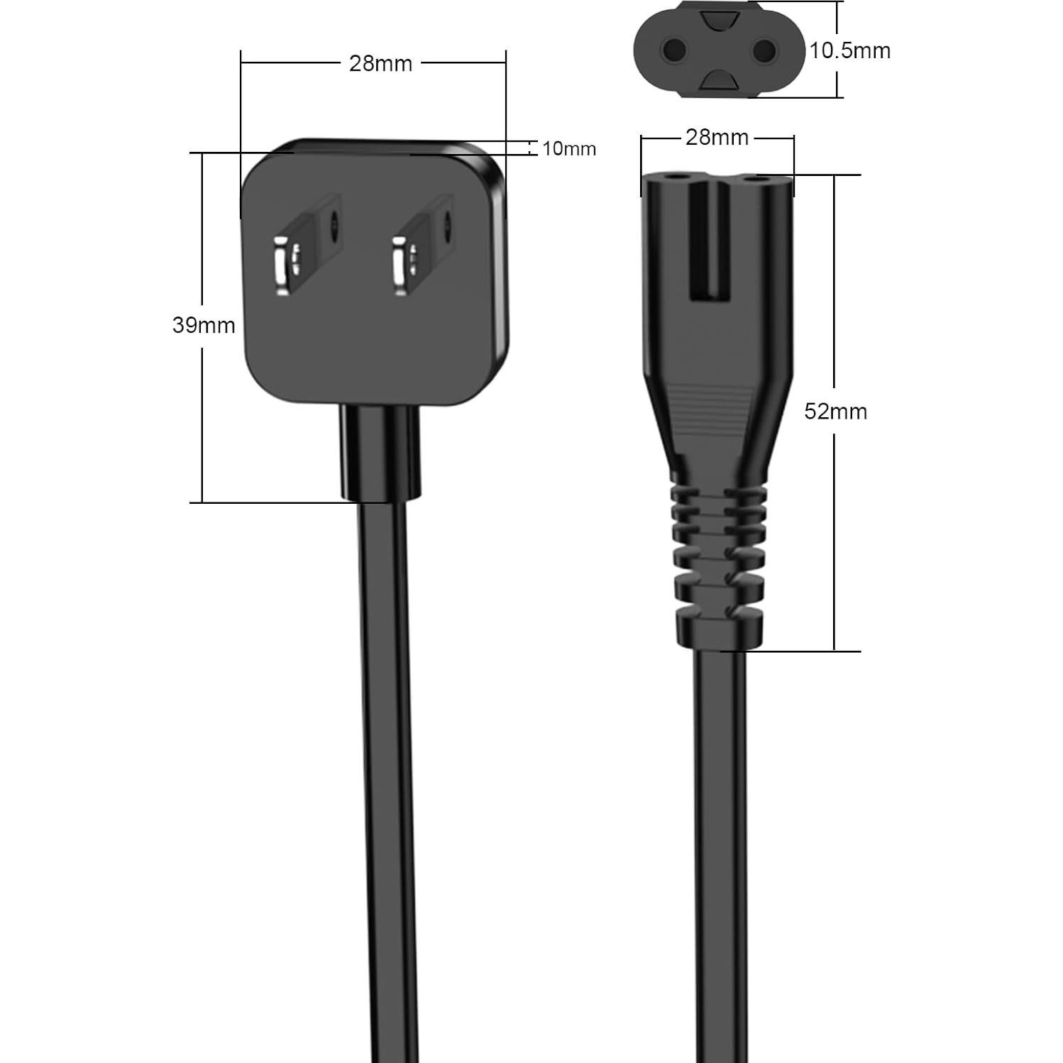 Adaptador de Corriente 1.5m con Enchufe Plano Negro - Ofertas Relámpago