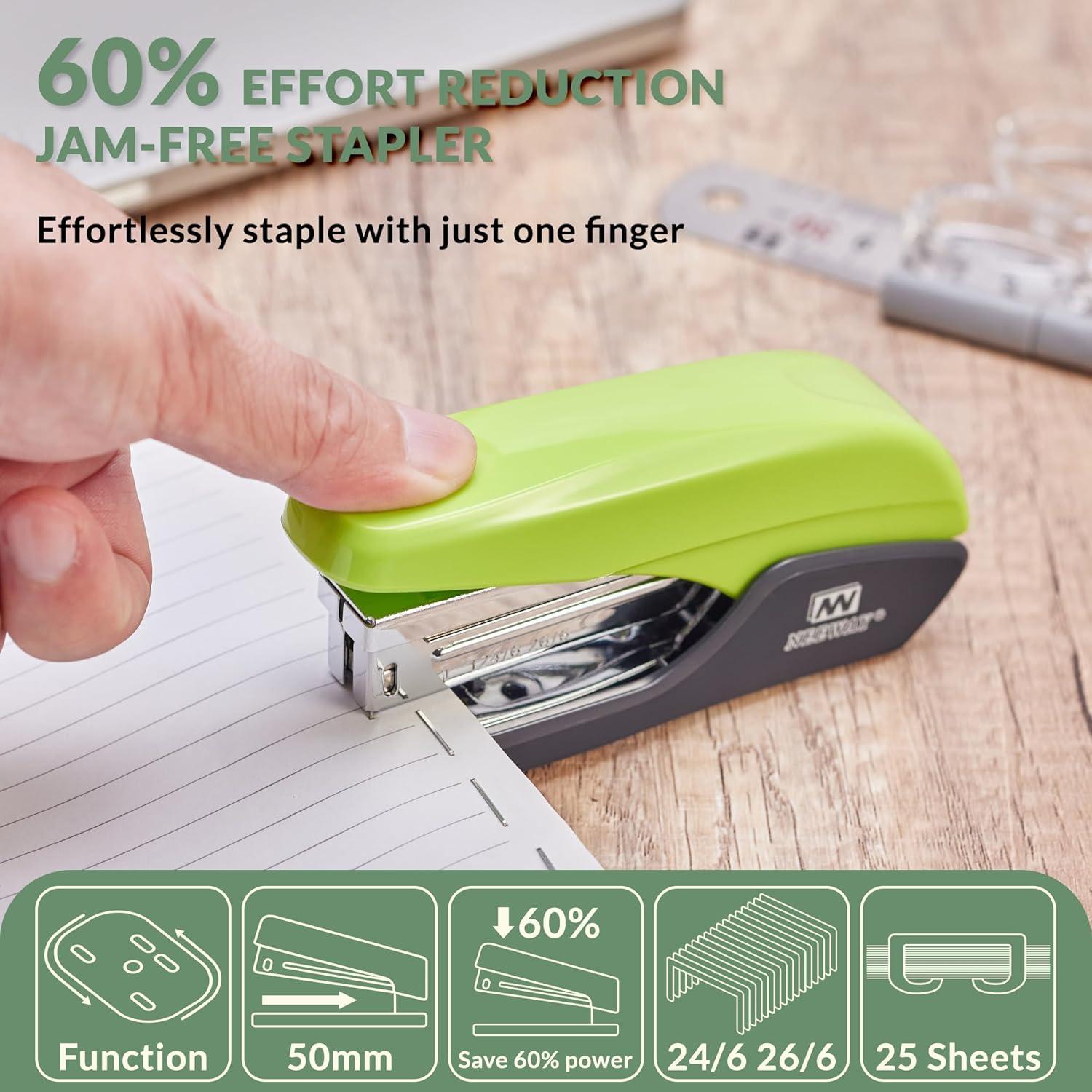 Grapadora NEEWAY Sin Esfuerzo Verde 25 Hojas + Set 4 en 1