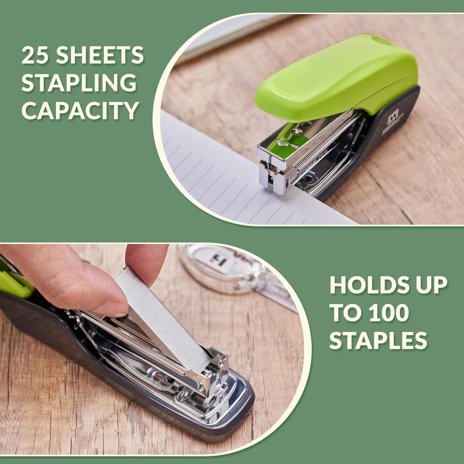 Grapadora NEEWAY Sin Esfuerzo Verde 25 Hojas + Set 4 en 1