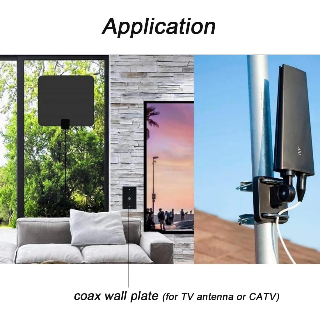 Placa de Pared Coaxial BOPLAT 1 Puerto Negro Brillante