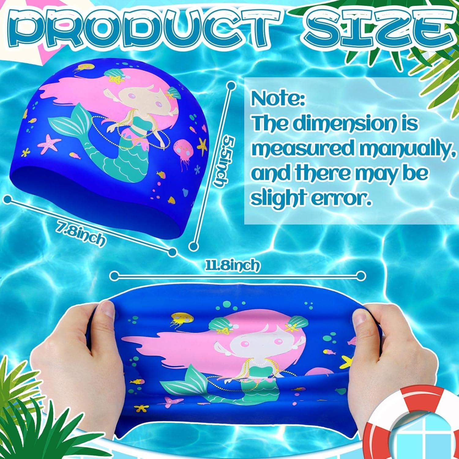 3 Gorras de Natación para Niños Fourluoo Sirena 2-12 Años