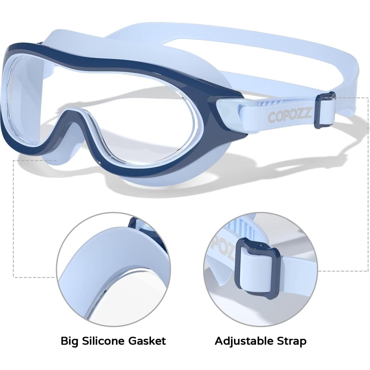 Gafas de Natación COPOZZ para Niños 6-14 Años Antiempañante UV