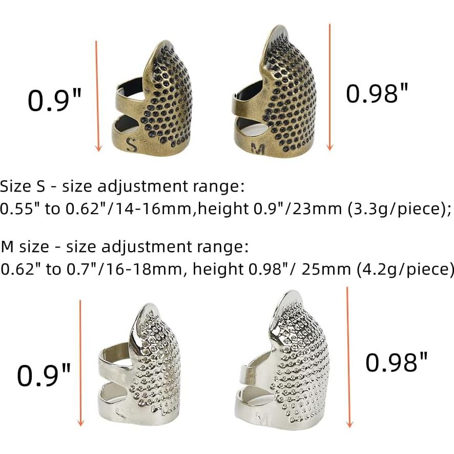 Dedales de Costura Ajustables Tsnamay Bronce 10 Piezas