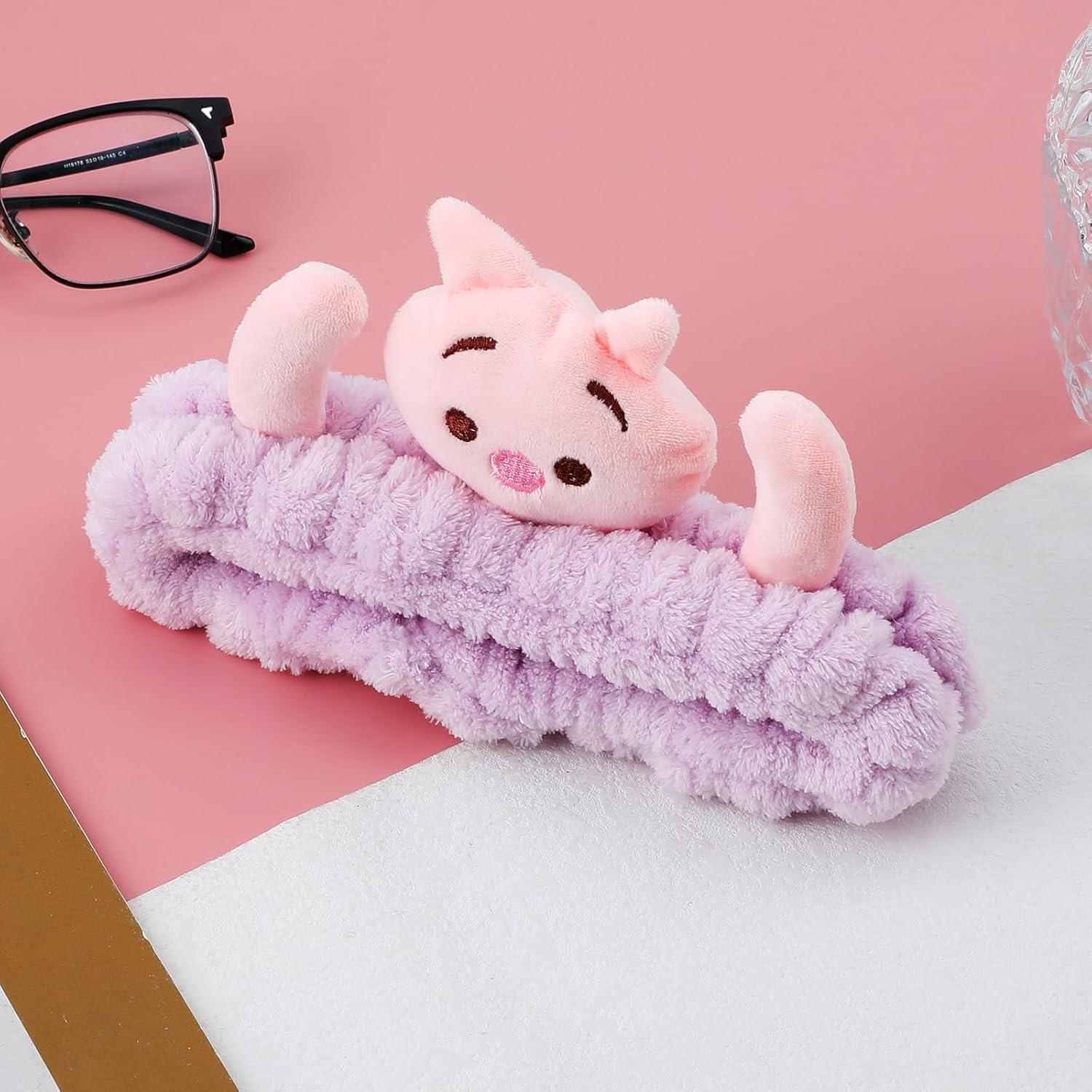 Diadema de Lavado Facial Hofar Morado con Felpa Coral