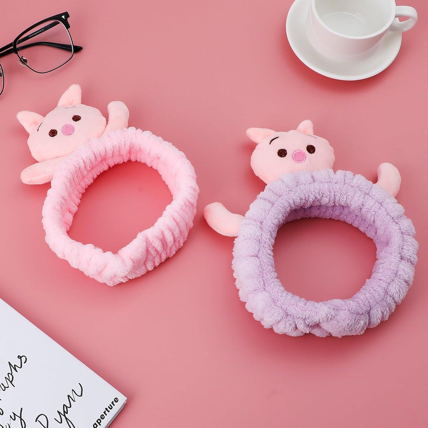 Diadema de Lavado Facial Hofar Morado con Felpa Coral