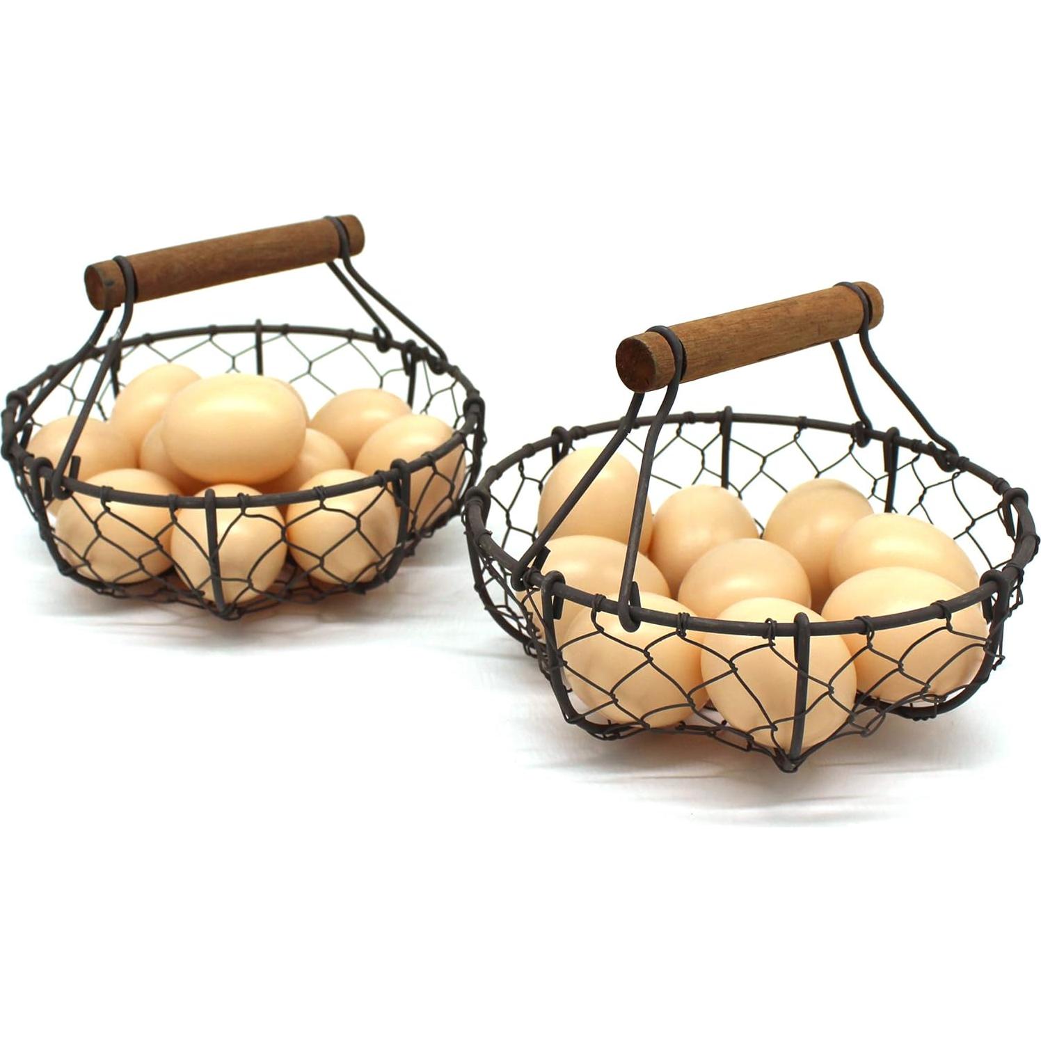 Cestas de Alambre para Huevos CVHOMEDECO Set de 2 Redondas