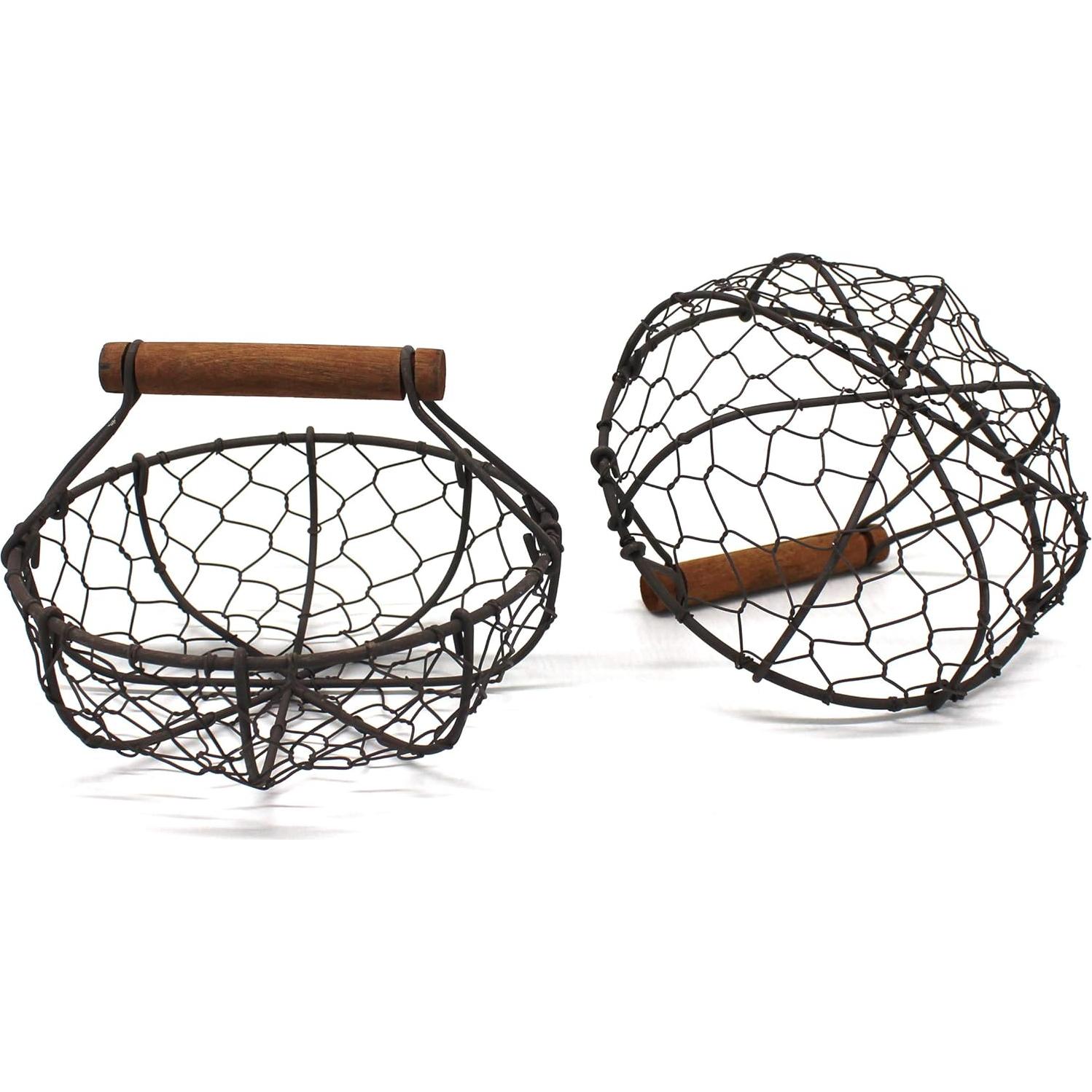 Cestas de Alambre para Huevos CVHOMEDECO Set de 2 Redondas