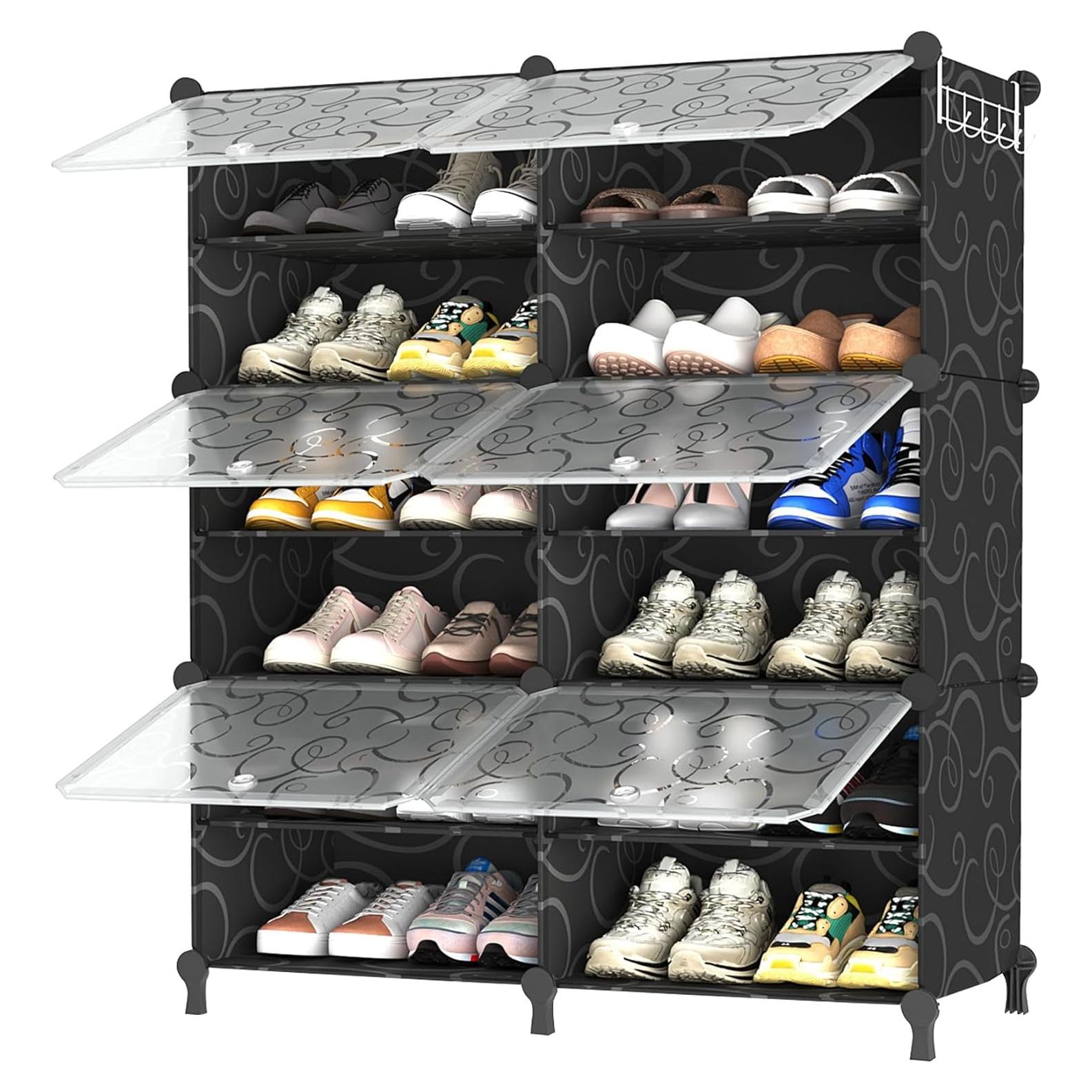 Estante para zapatos AWTATOS 6 niveles negro para 24 pares