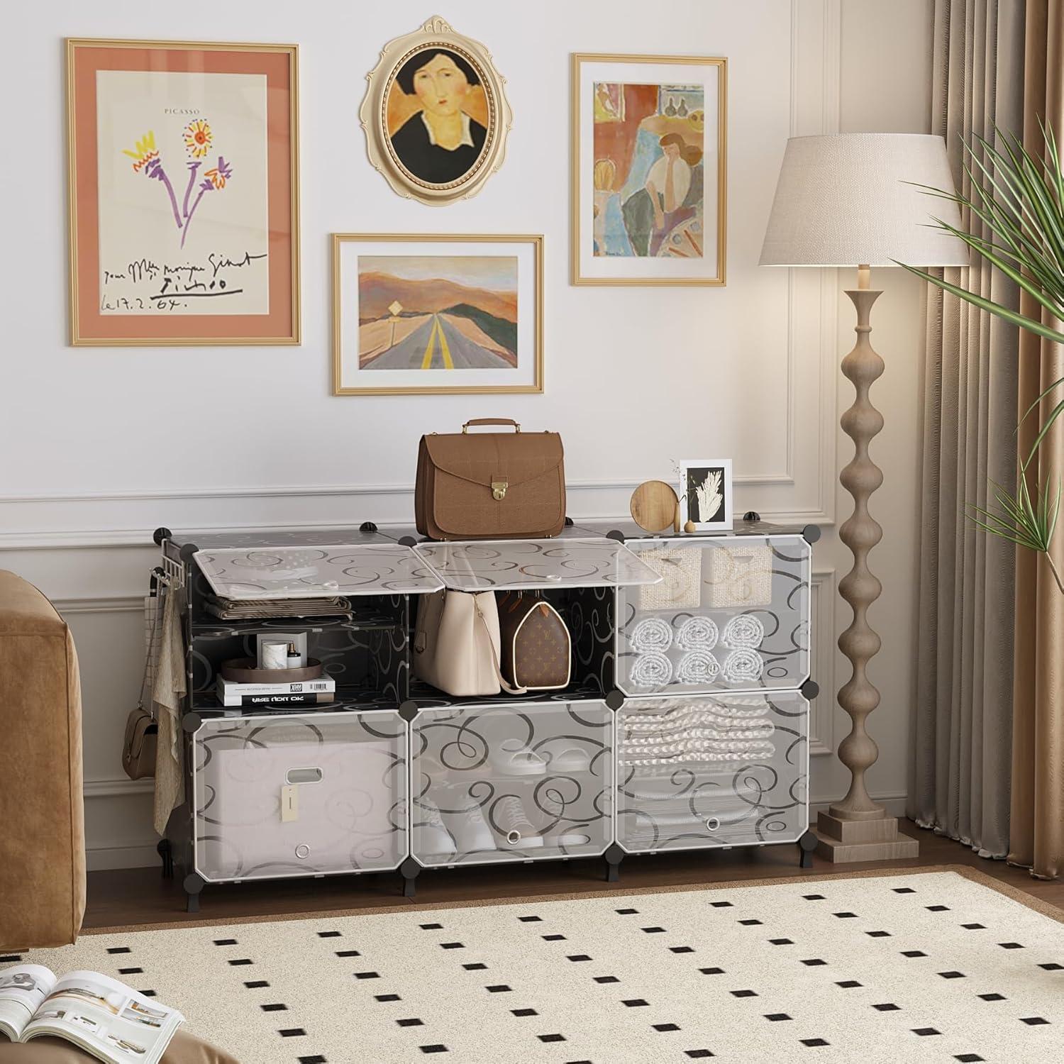 Estante para zapatos AWTATOS 6 niveles negro para 24 pares