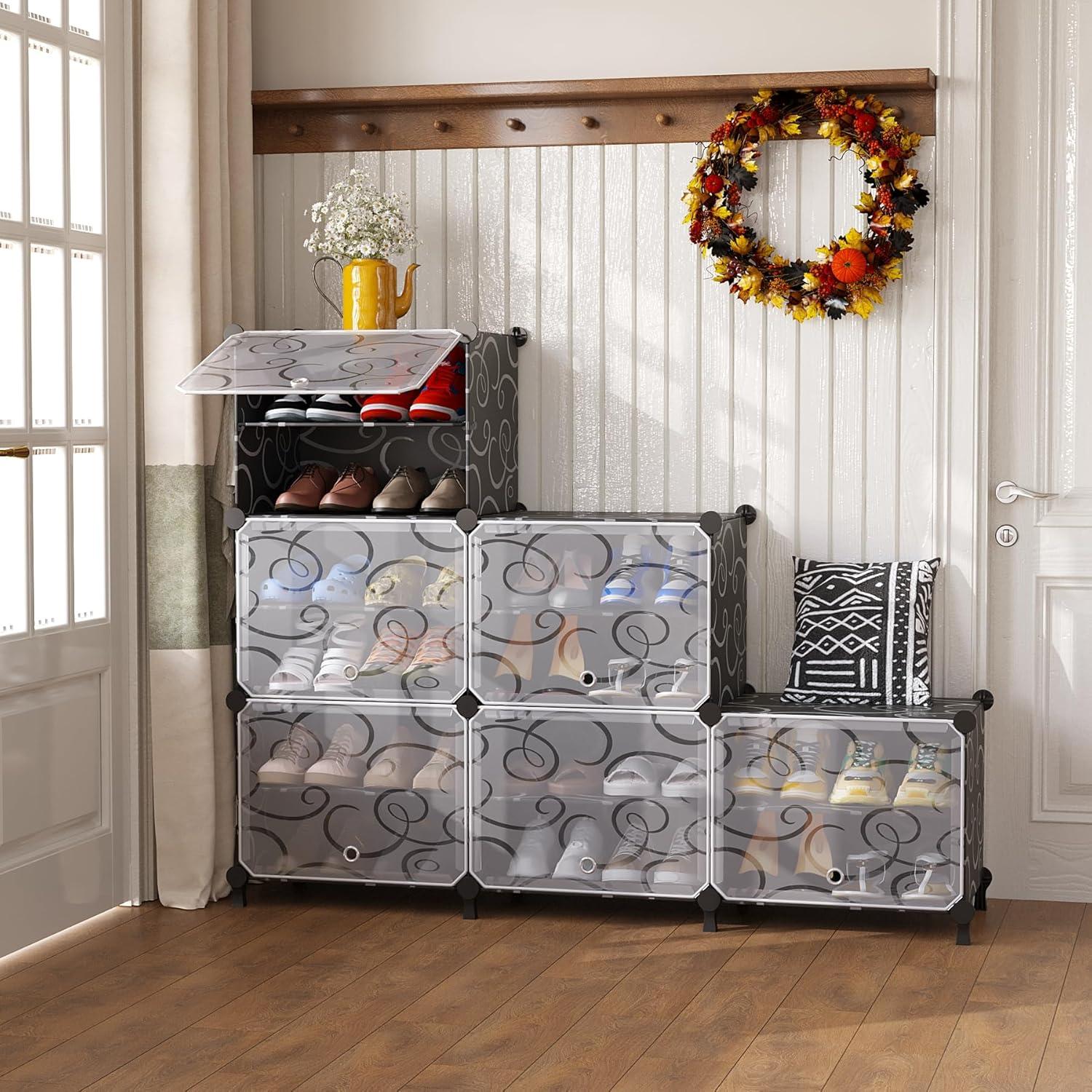 Estante para zapatos AWTATOS 6 niveles negro para 24 pares