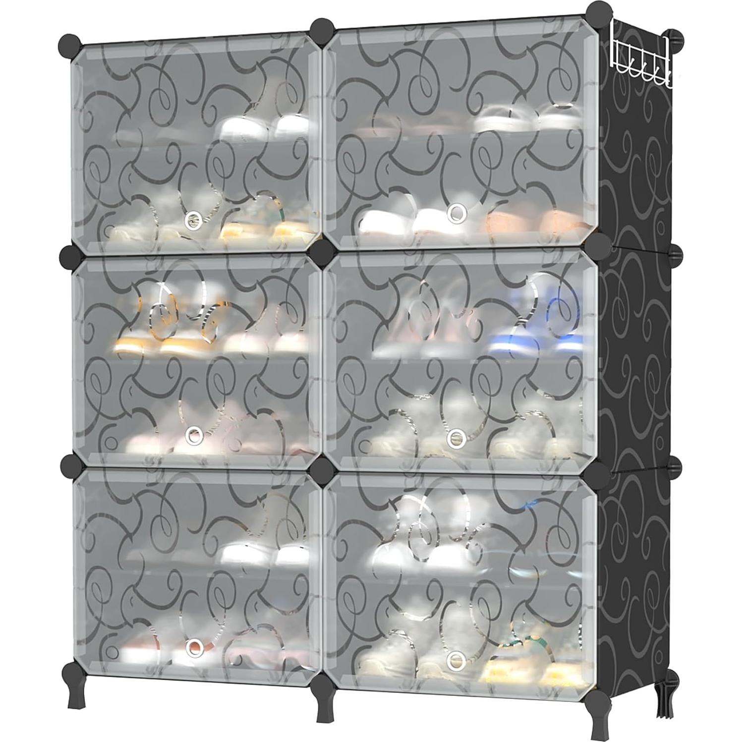 Estante para zapatos AWTATOS 6 niveles negro para 24 pares