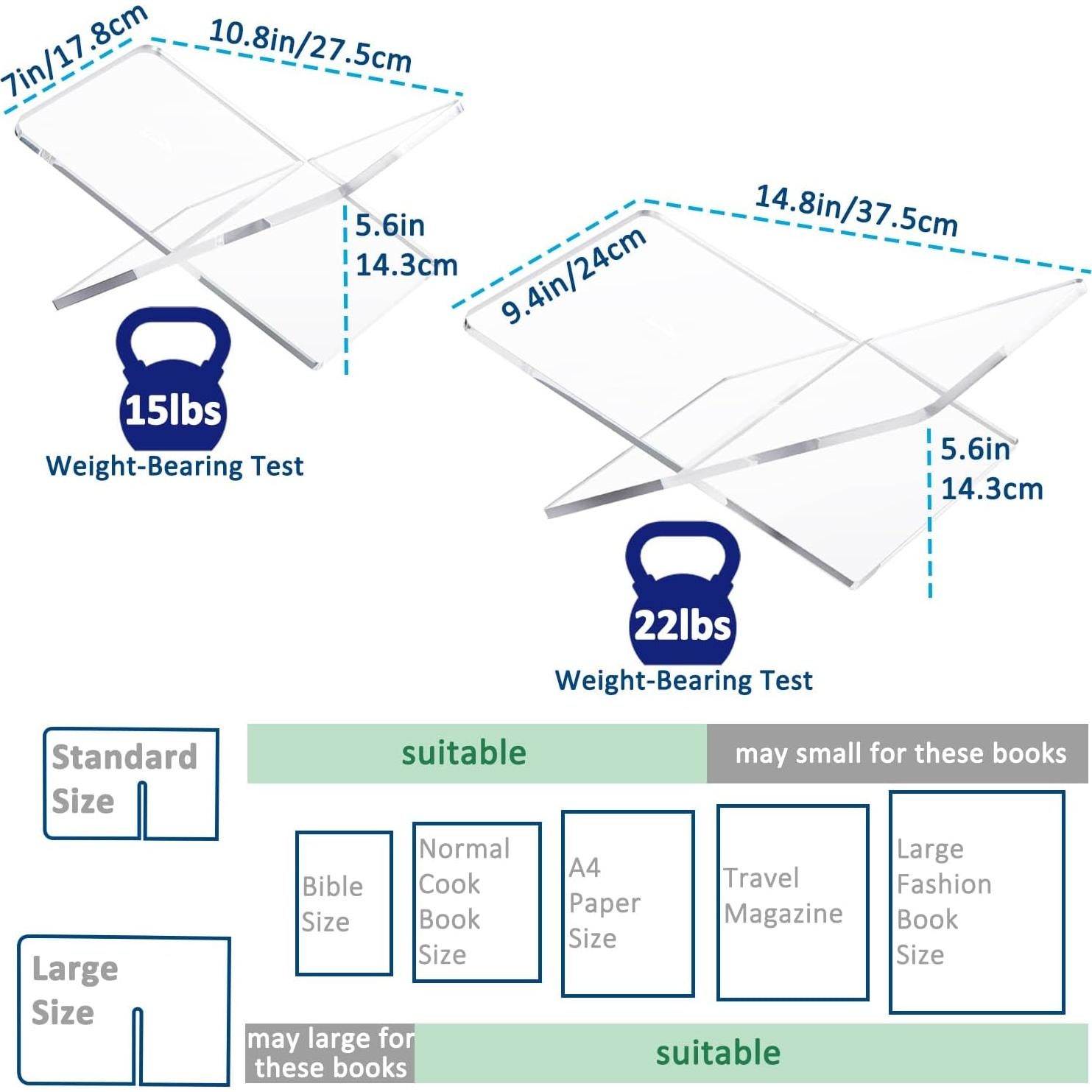 Soporte de Libro Acrílico Grande DECORANY Negro 37.5 x 24 cm