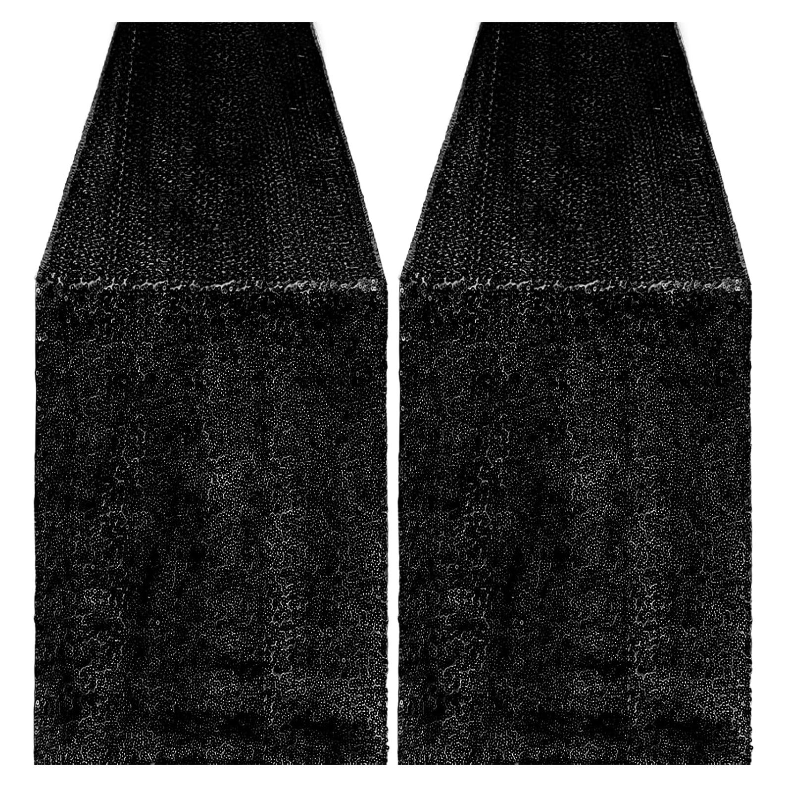2 Corredores de Mesa de Lentejuelas Negros 30.5 x 182.9 cm