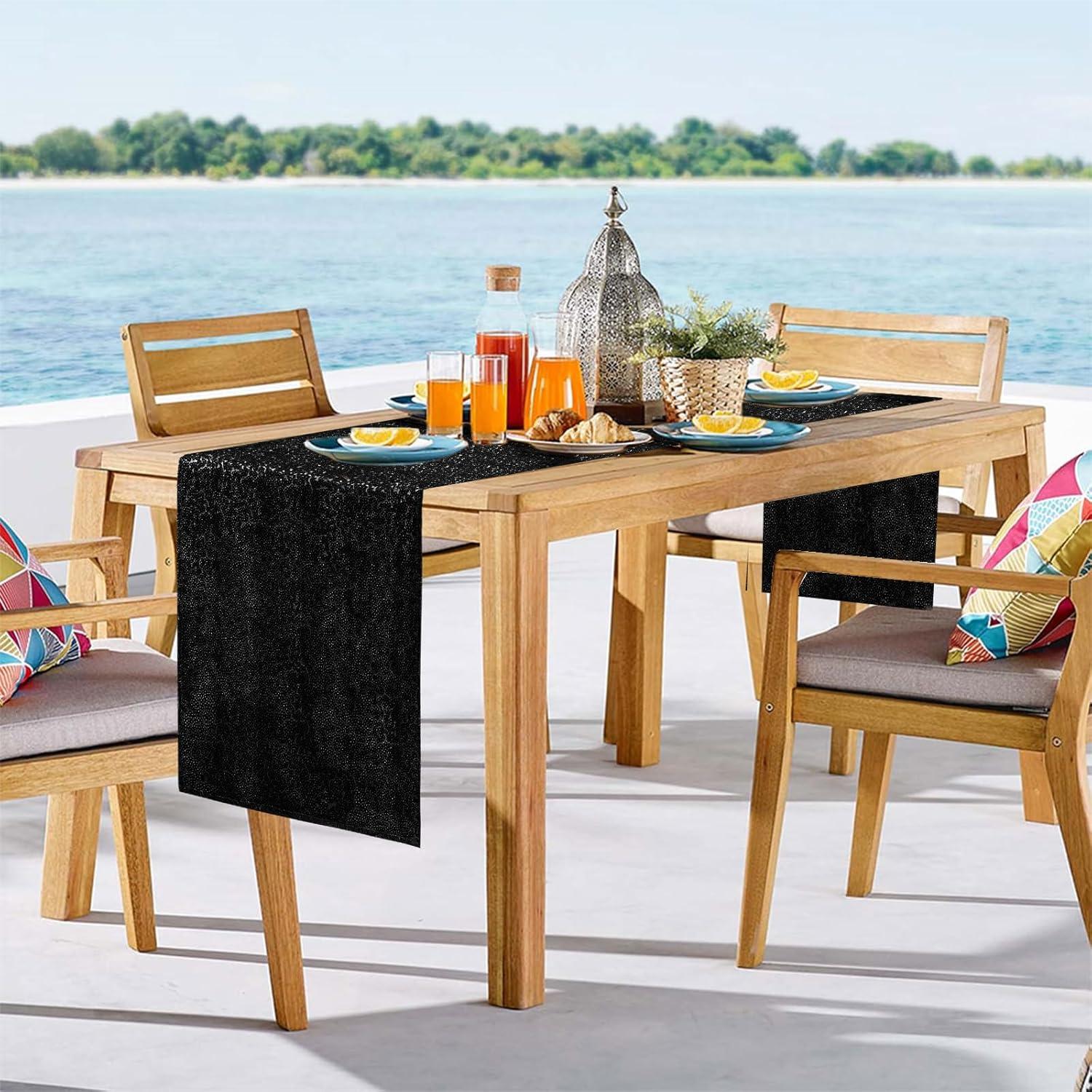 2 Corredores de Mesa de Lentejuelas Negros 30.5 x 182.9 cm