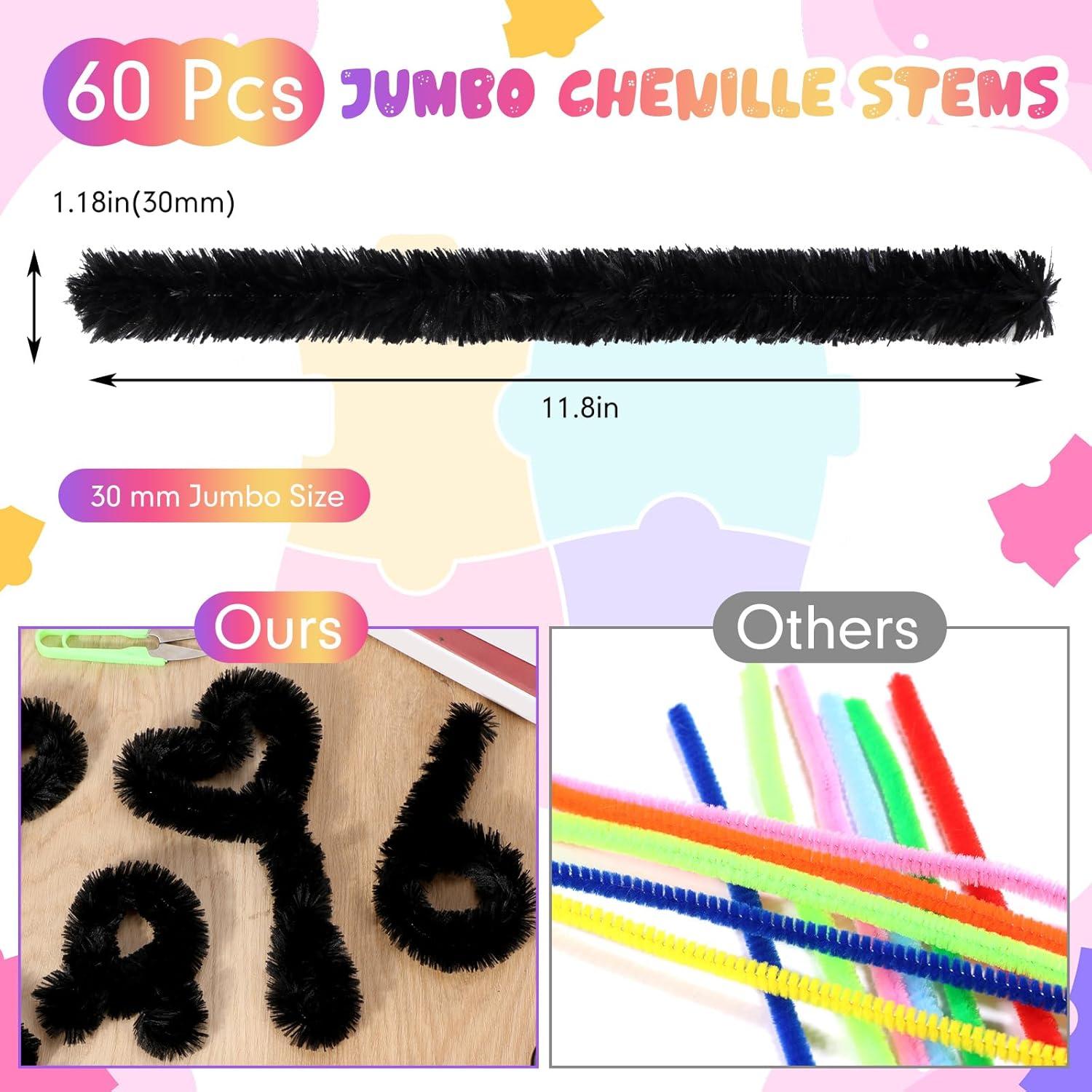 Limpiapipas Jumbo Hotop 60 Piezas 30mm Negros Manualidades