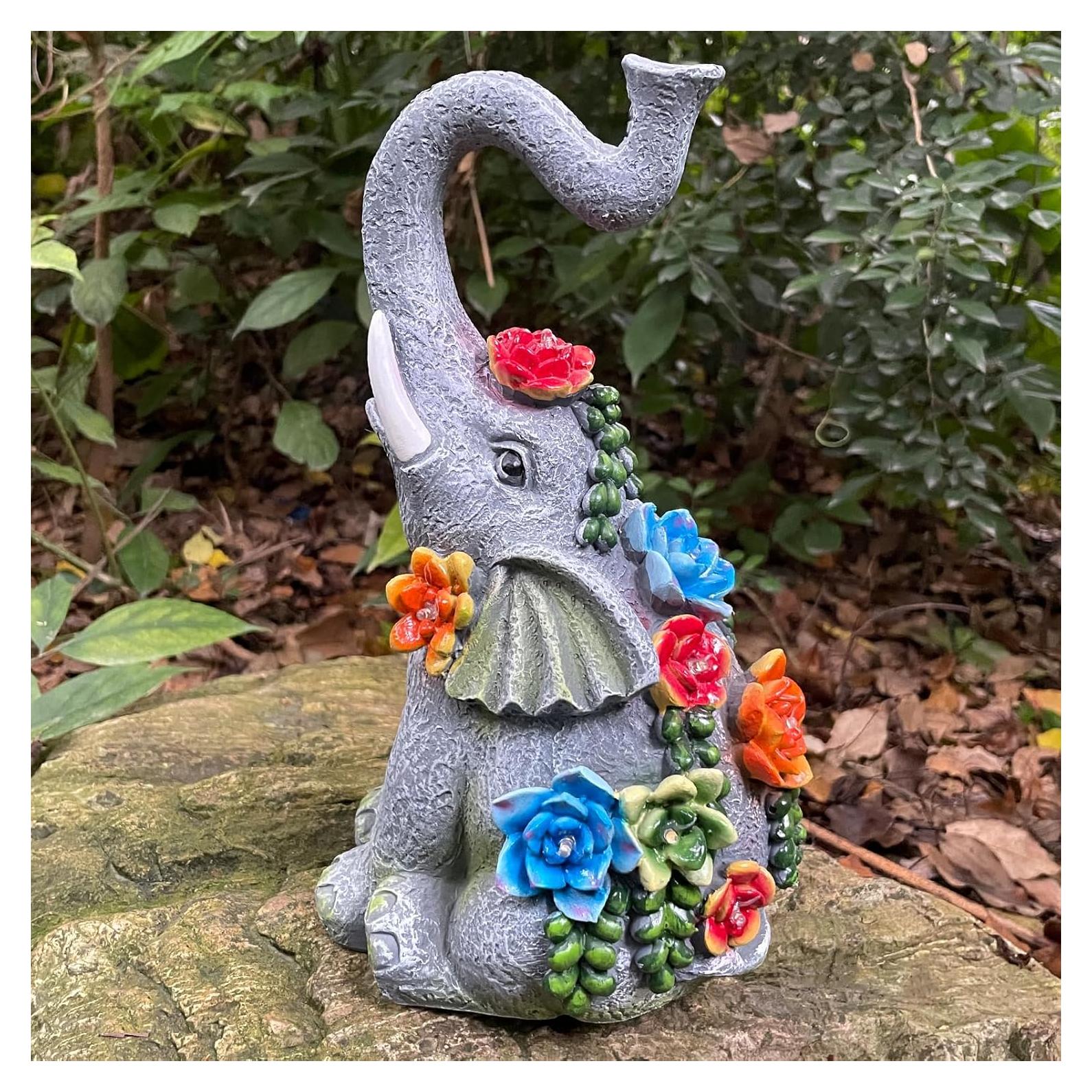 Estatua de Jardín Solar Elefante WNXURT 27 cm Decoración Exterior