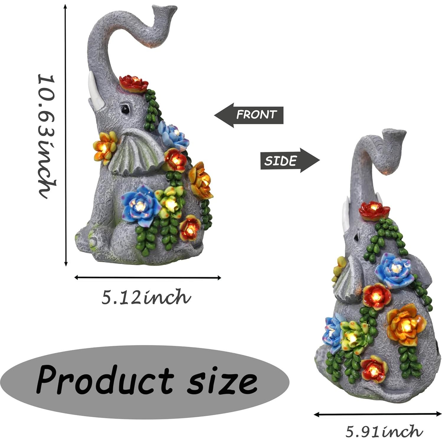 Estatua de Jardín Solar Elefante WNXURT 27 cm Decoración Exterior