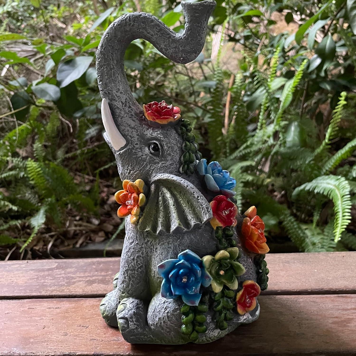 Estatua de Jardín Solar Elefante WNXURT 27 cm Decoración Exterior