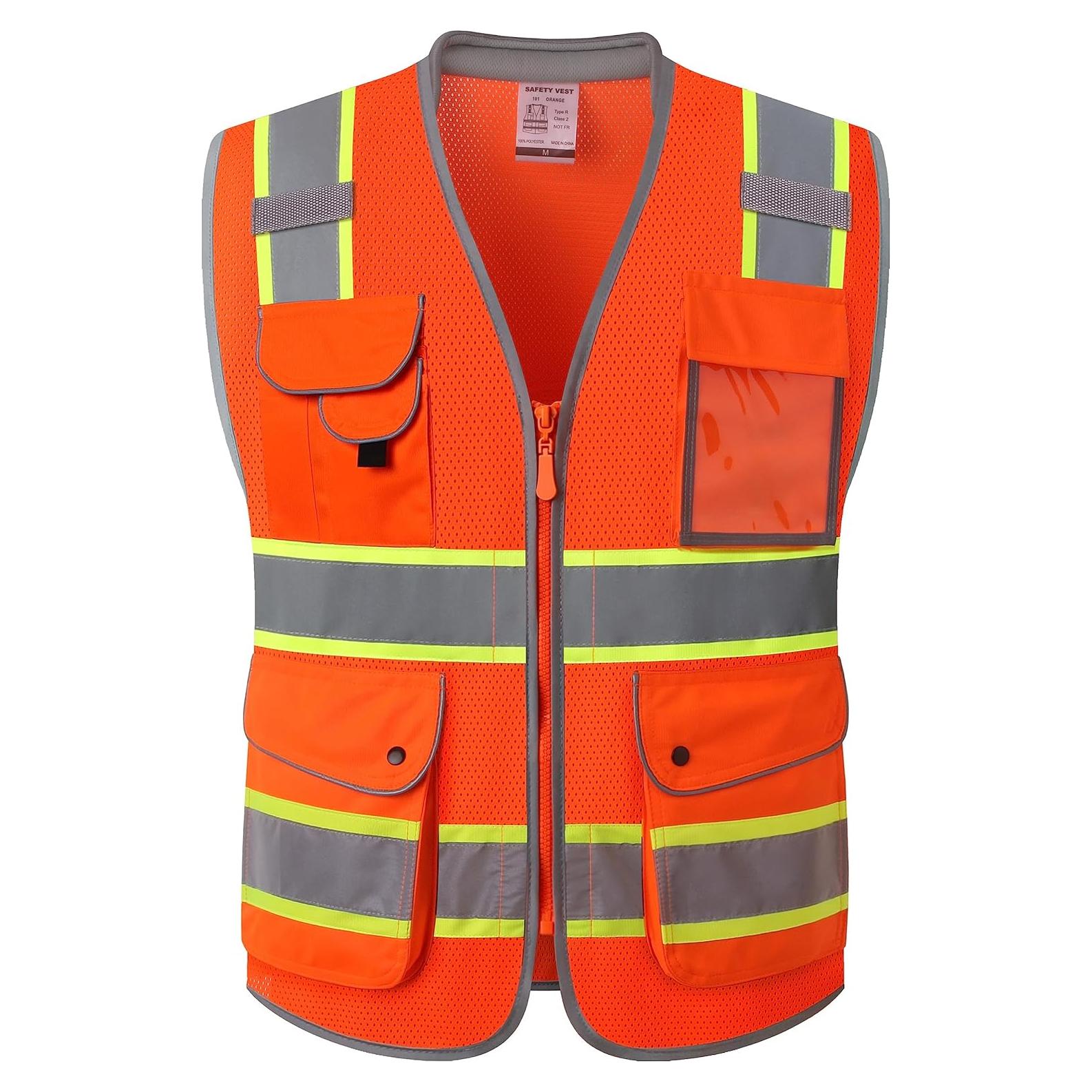 Chaleco de Seguridad JKSafety Hi-Vis 9 Bolsillos Naranja L