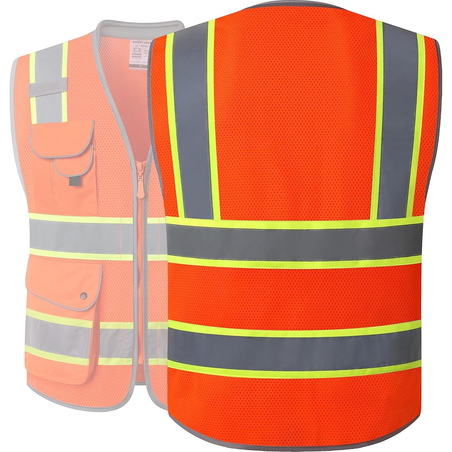 Chaleco de Seguridad JKSafety Hi-Vis 9 Bolsillos Naranja L