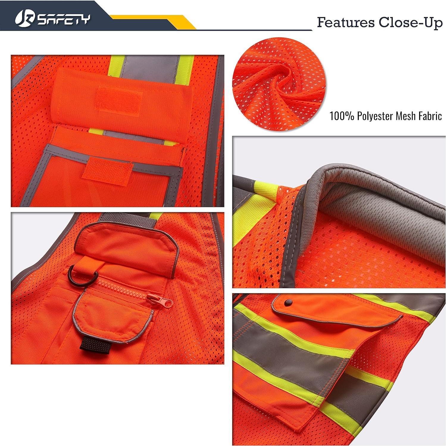 Chaleco de Seguridad JKSafety Hi-Vis 9 Bolsillos Naranja L