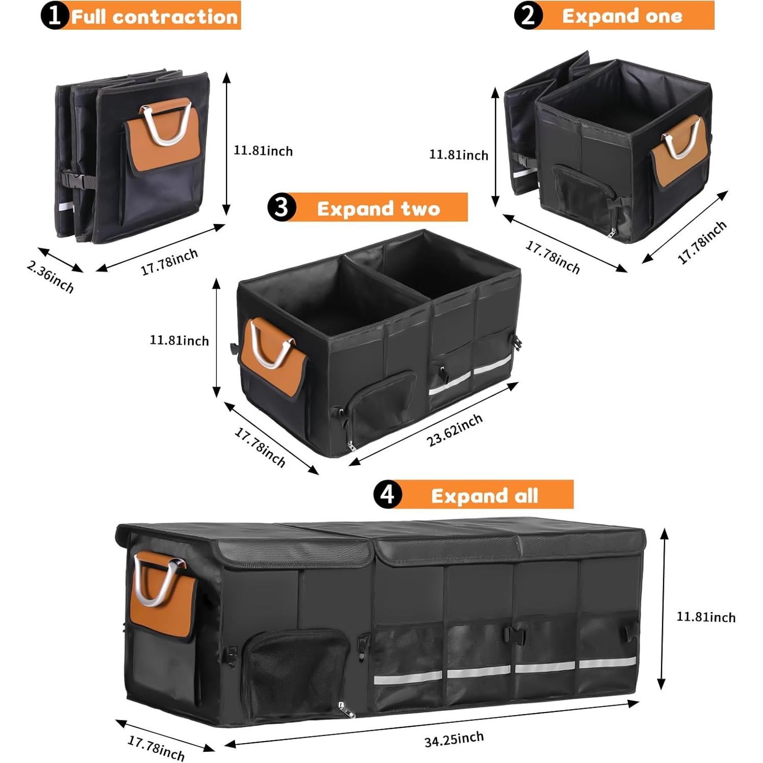 Organizador de Maletero HAMOPY Plegable con Bolsa Enfriadora 112L