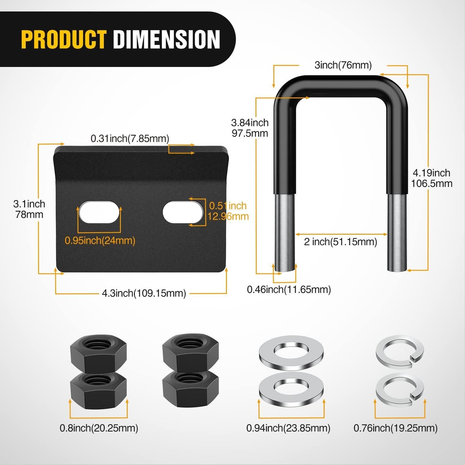 Ajustador de Enganche Nilight 92111B Acero 2" Antiruido