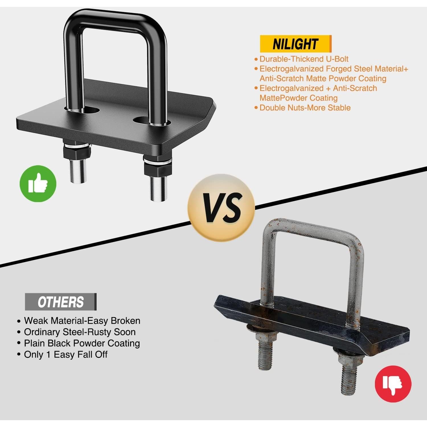 Ajustador de Enganche Nilight 92111B Acero 2" Antiruido