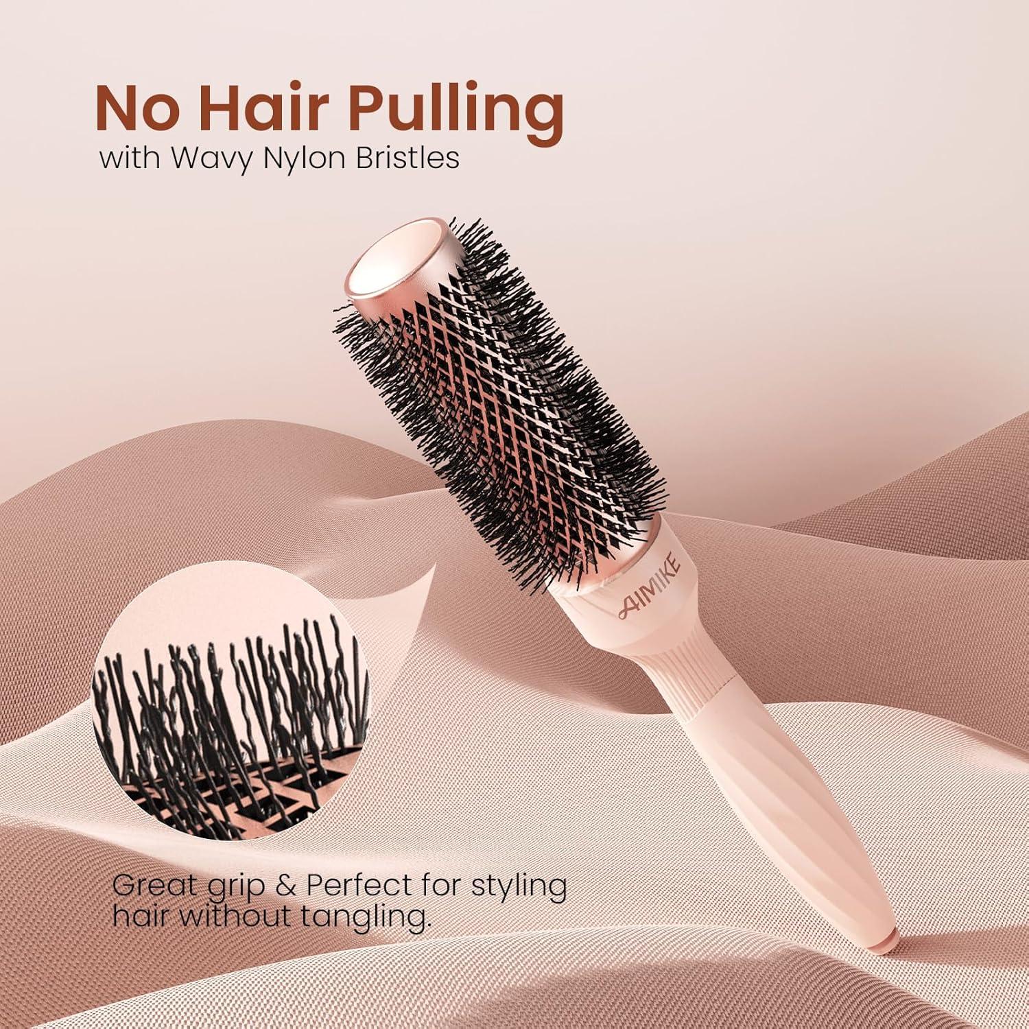 Cepillo Redondo AIMIKE Rosa Luxe 3.3 cm para Cabello Corto