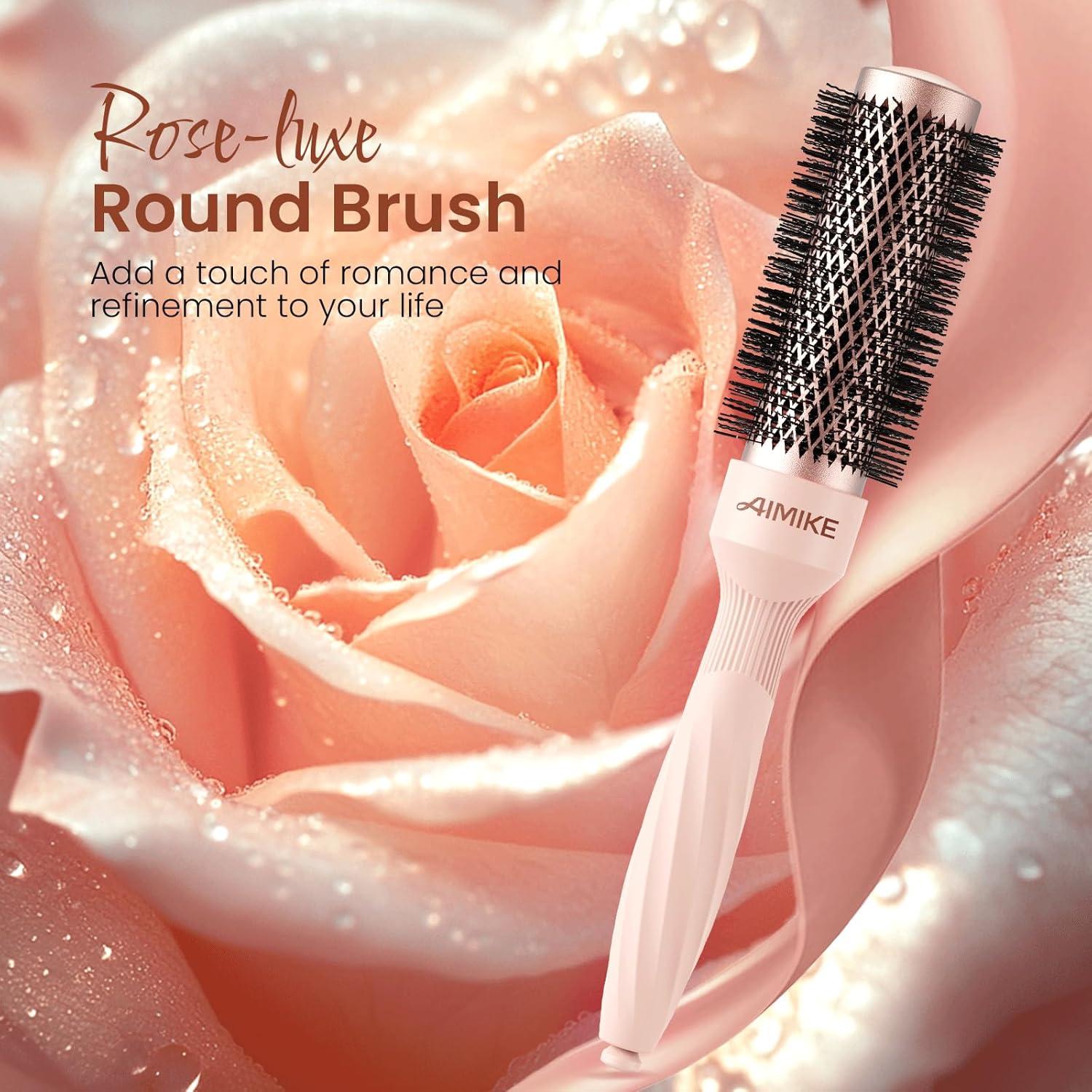 Cepillo Redondo AIMIKE Rosa Luxe 3.3 cm para Cabello Corto