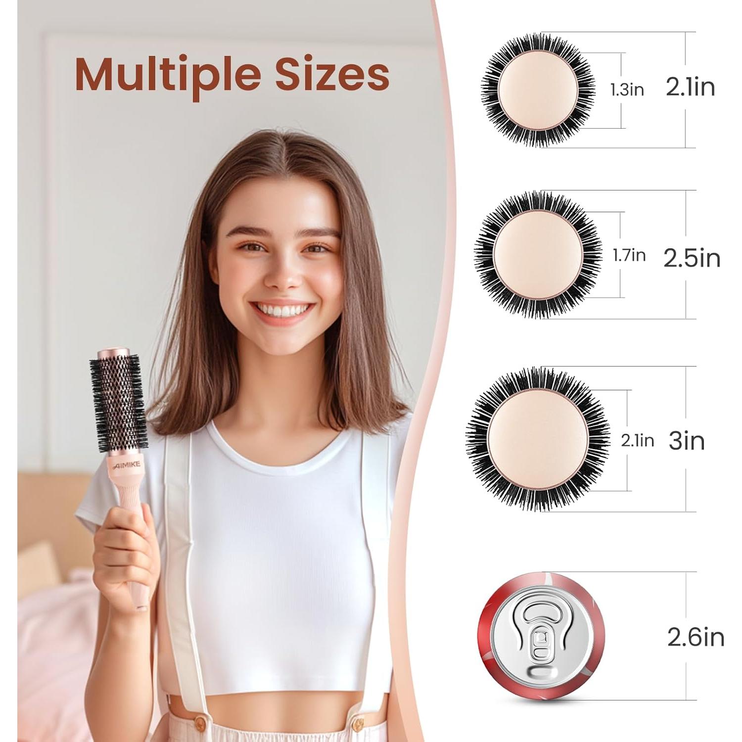 Cepillo Redondo AIMIKE Rosa Luxe 3.3 cm para Cabello Corto