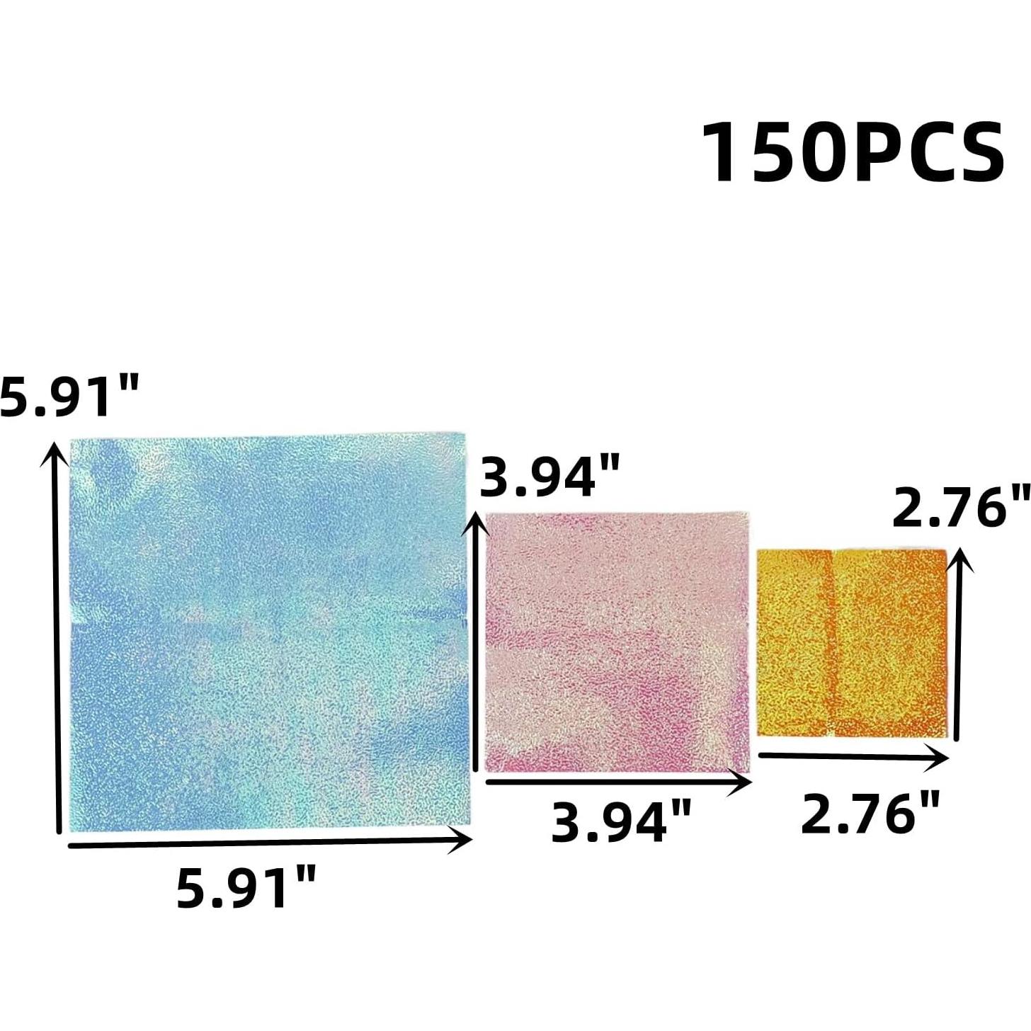 150 Hojas de Papel de Origami Brillante WDONAY 7cm 10cm 15cm